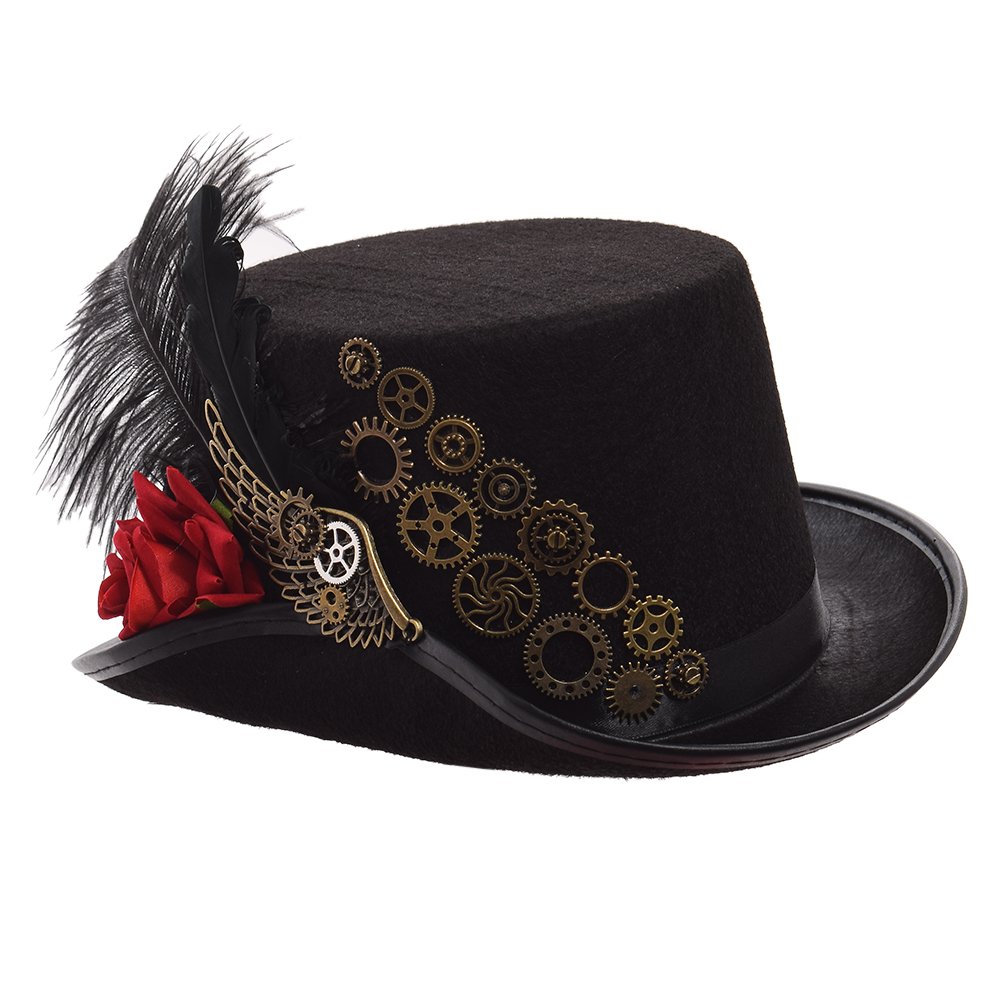 GRACEART Steampunk Top Hat with Goggles for Men & Women - Victorian Style Costume Accessory for Cosplay, Halloween, and Themed Parties