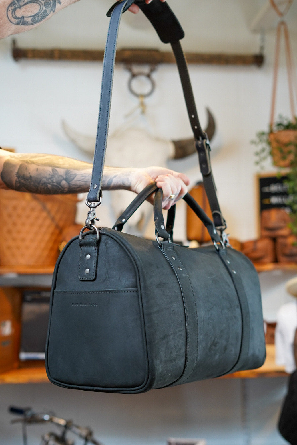 Premium Nubuck Onyx Overnight Duffle Bag - Water-Resistant Travel Duffel for Gym, Weekend Trips & Outdoor Adventures