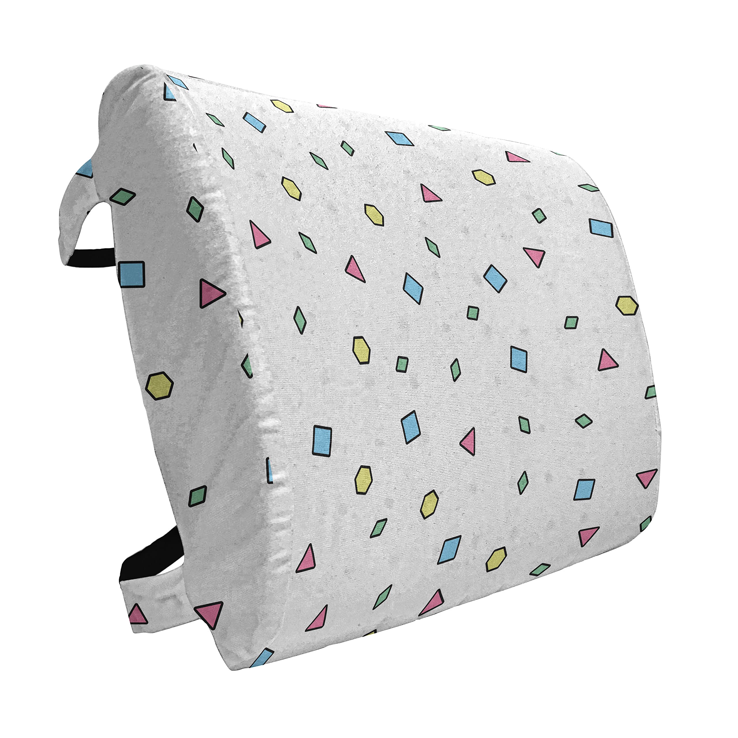 Ambesonne 90s Lumbar Support Pillow - Colorful Memphis Style Geometric Mosaic Print, High Density Foam for Office Chair & Car Seat, 14x13 Inch Blue Green Back Cushion - Perfect for Home Office, Gaming Chair & Long Drives