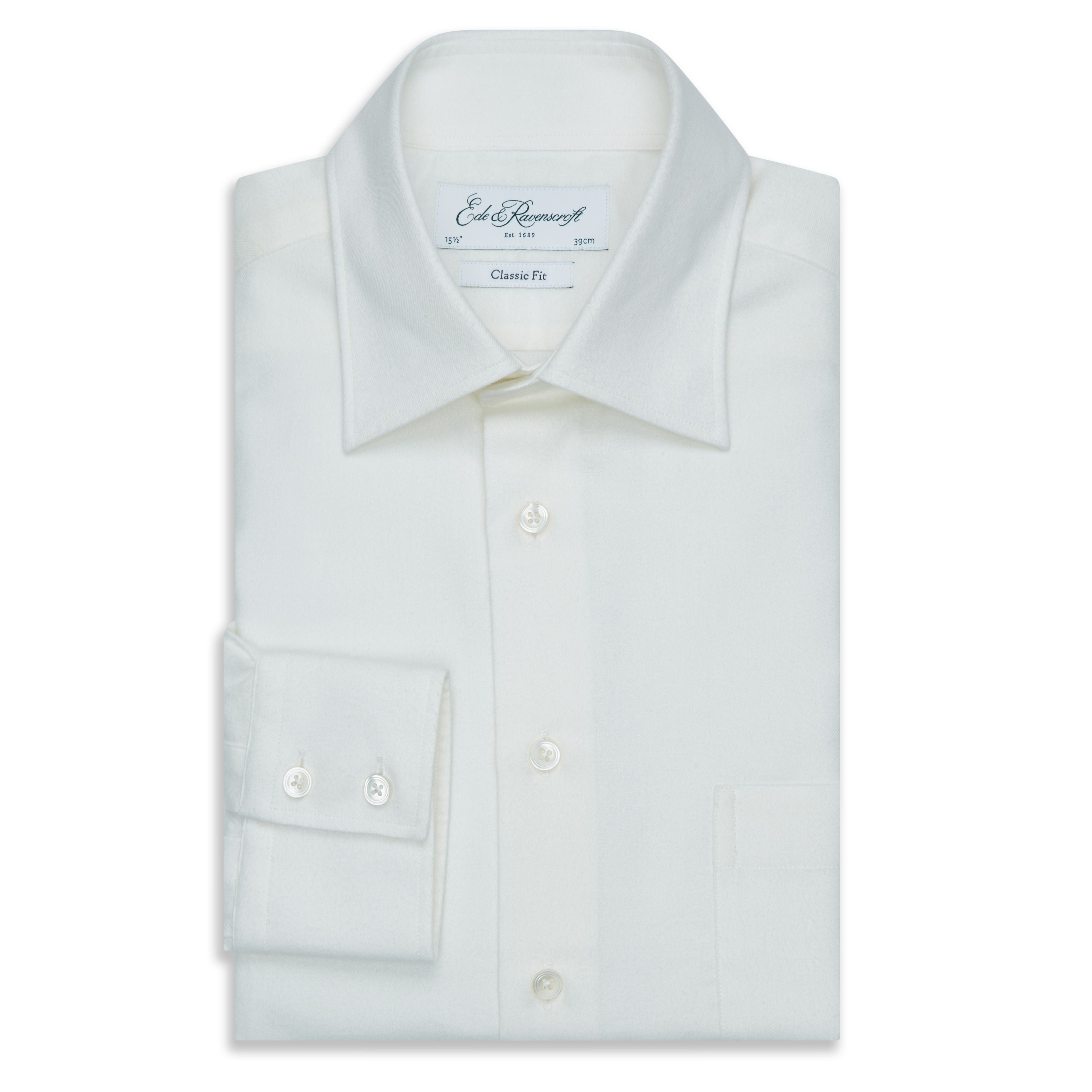Aragon Men's Premium White Cotton Cashmere Twill Dress Shirt - Soft & Breathable for Business, Office & Formal Occasions