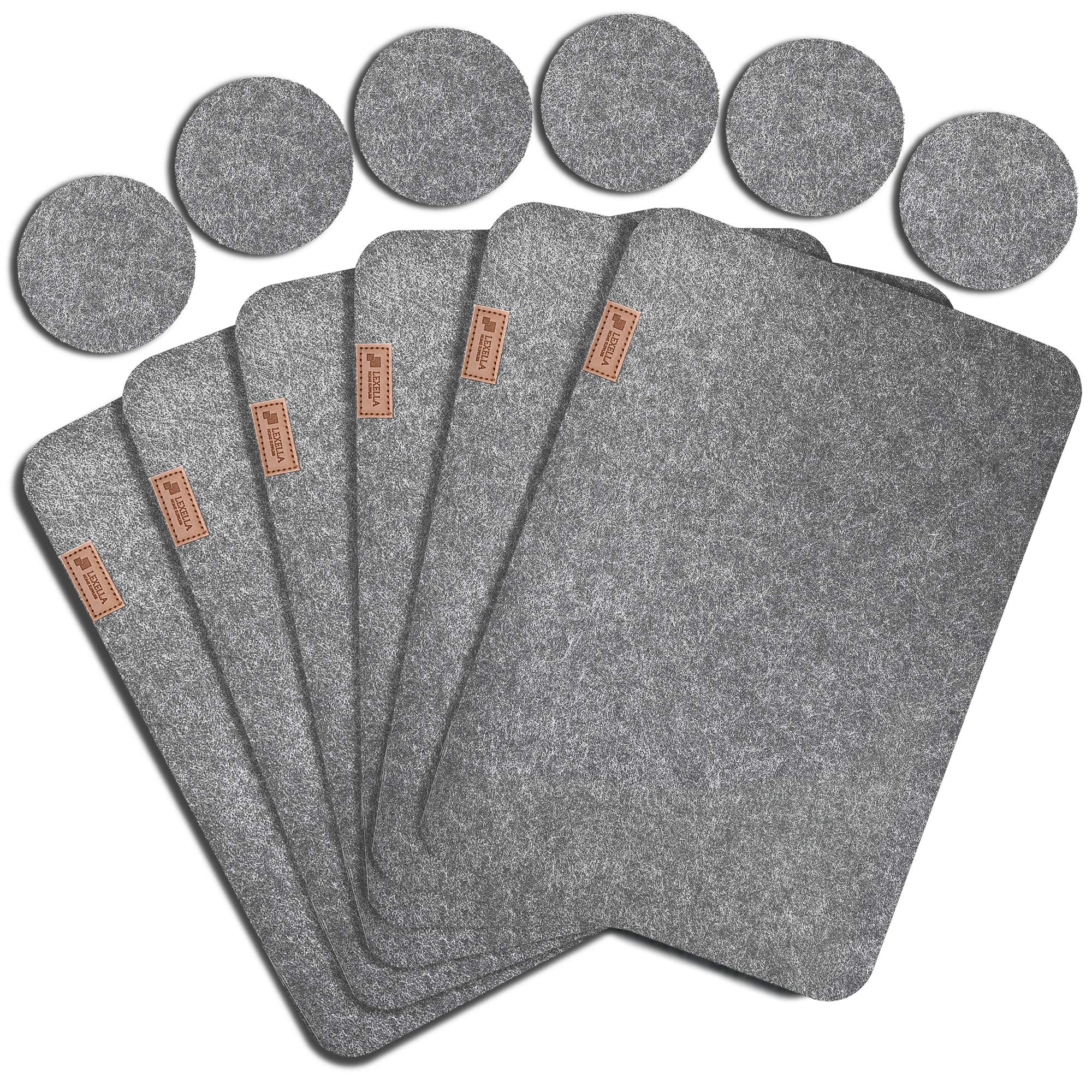 Lexella 6-Piece Placemat Set with 6 Coasters - Waterproof & Heat-Resistant Dining Table Mats for Kitchen, Restaurant & Home Decor (Light Grey) - Perfect for Dinner Parties, Daily Meals & Holiday Gatherings