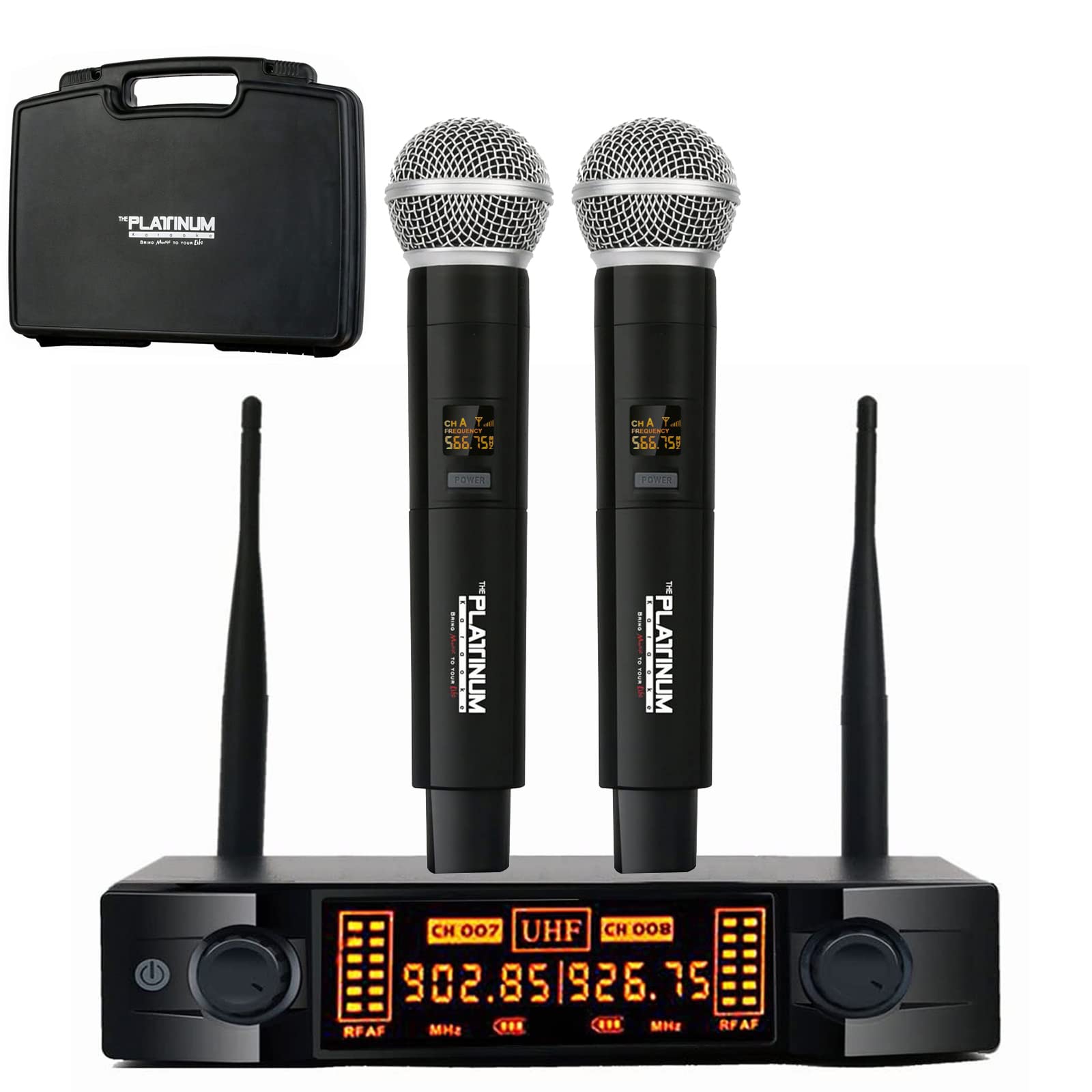2022 Platinum Professional Wireless Microphone System - Dual Channel Metal Handheld Dynamic Mic with Karaoke Receiver (200ft Range) - Perfect for Parties, KTV, Meetings, Weddings, DJ Performances & Church Events