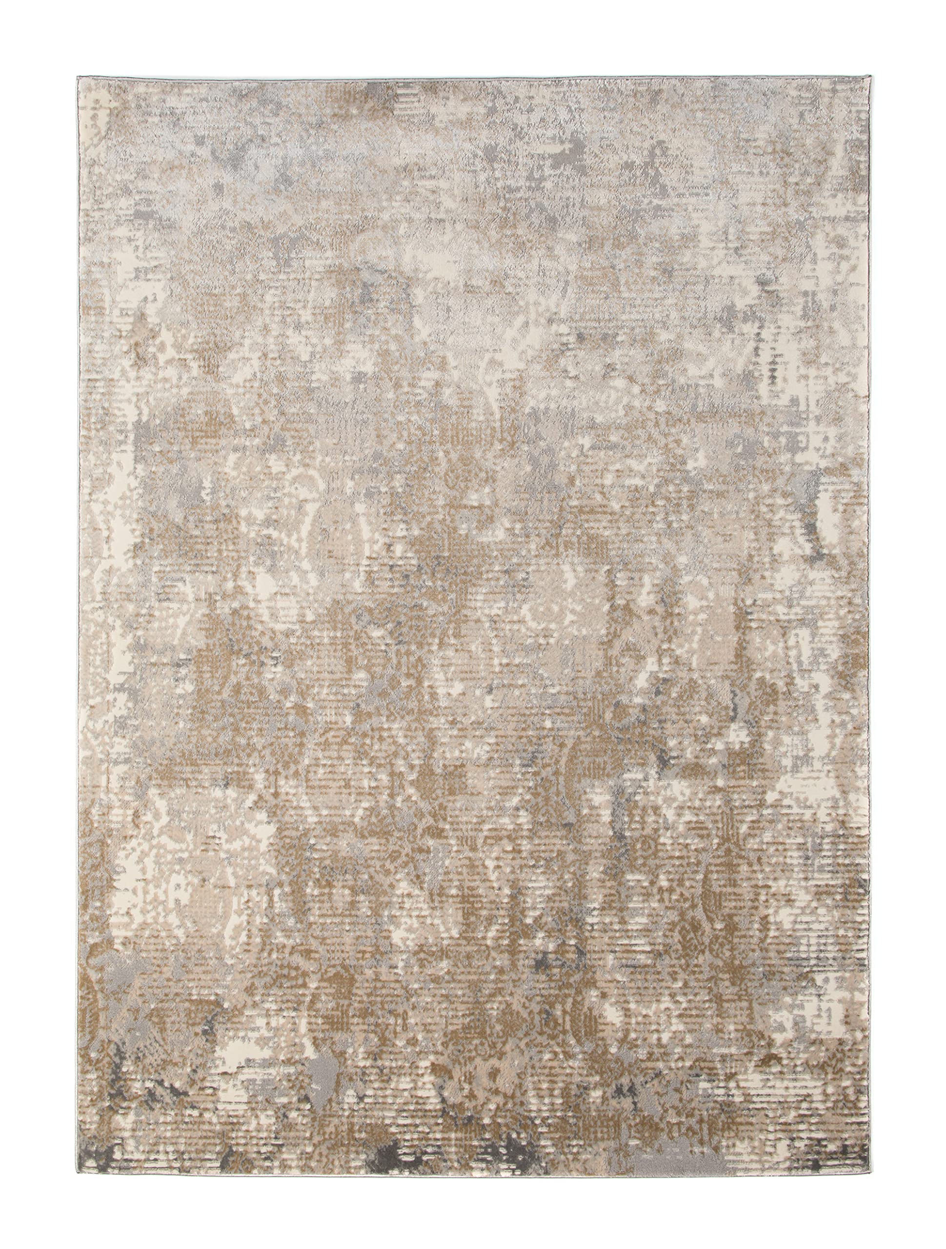 Premium Aqua Collection G742A Stain-Resistant Area Rug - Soft Grey/Beige 5x8 ft - Perfect for Living Room, Bedroom & High-Traffic Areas