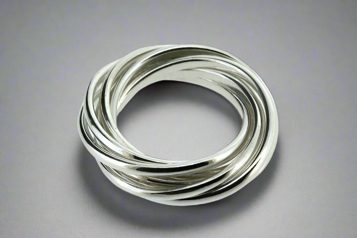 7-Band Sterling Silver Russian Wedding Ring for Men & Women - Perfect for Engagements, Anniversaries, and Special Occasions