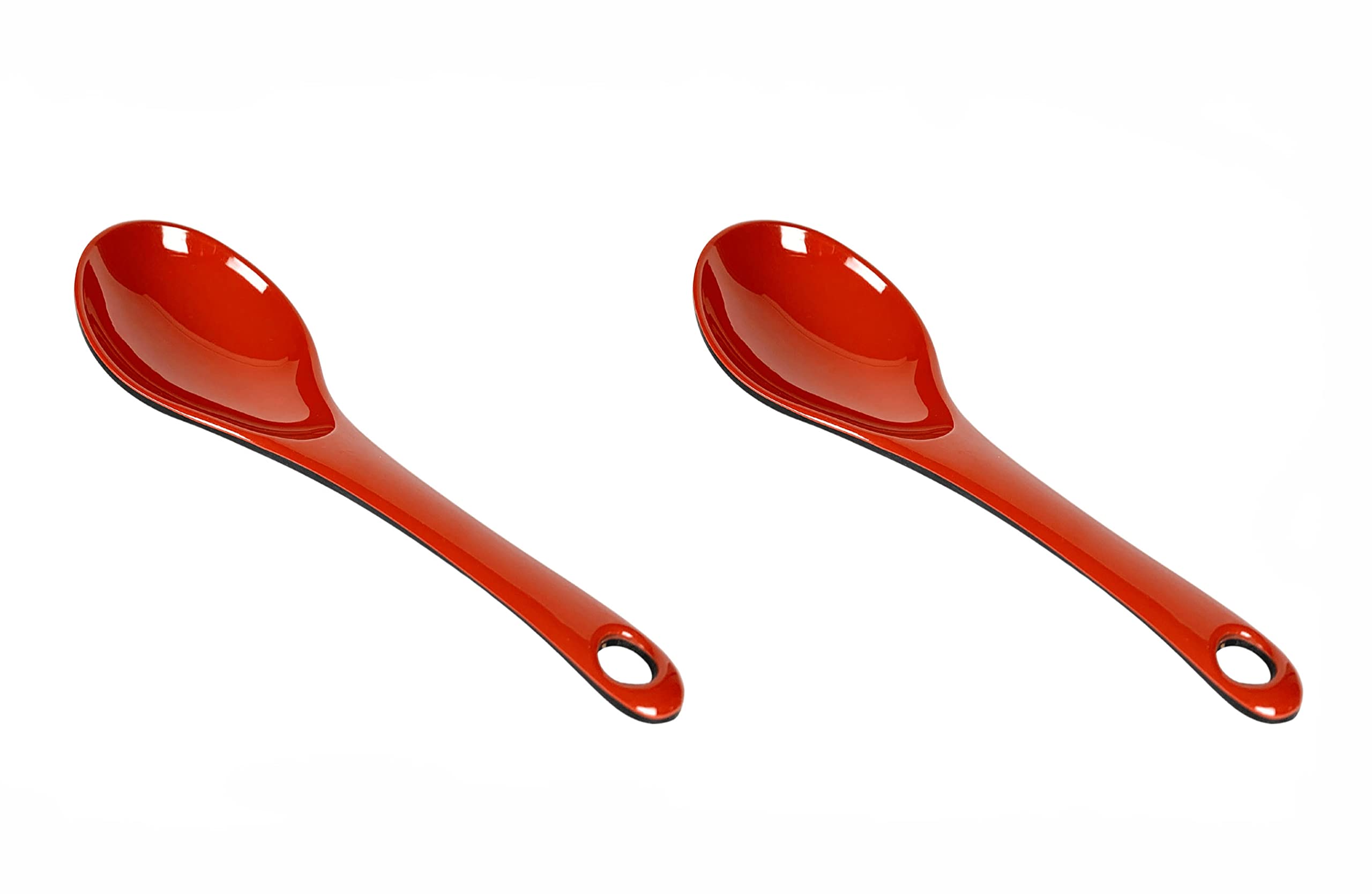 JapanBargain Japanese & Chinese Soup Serving Spoons - 2-Piece Set (Red/Black) - Perfect for Rice, Noodles, and Table Serving - Ideal for Asian Cuisine & Family Dining