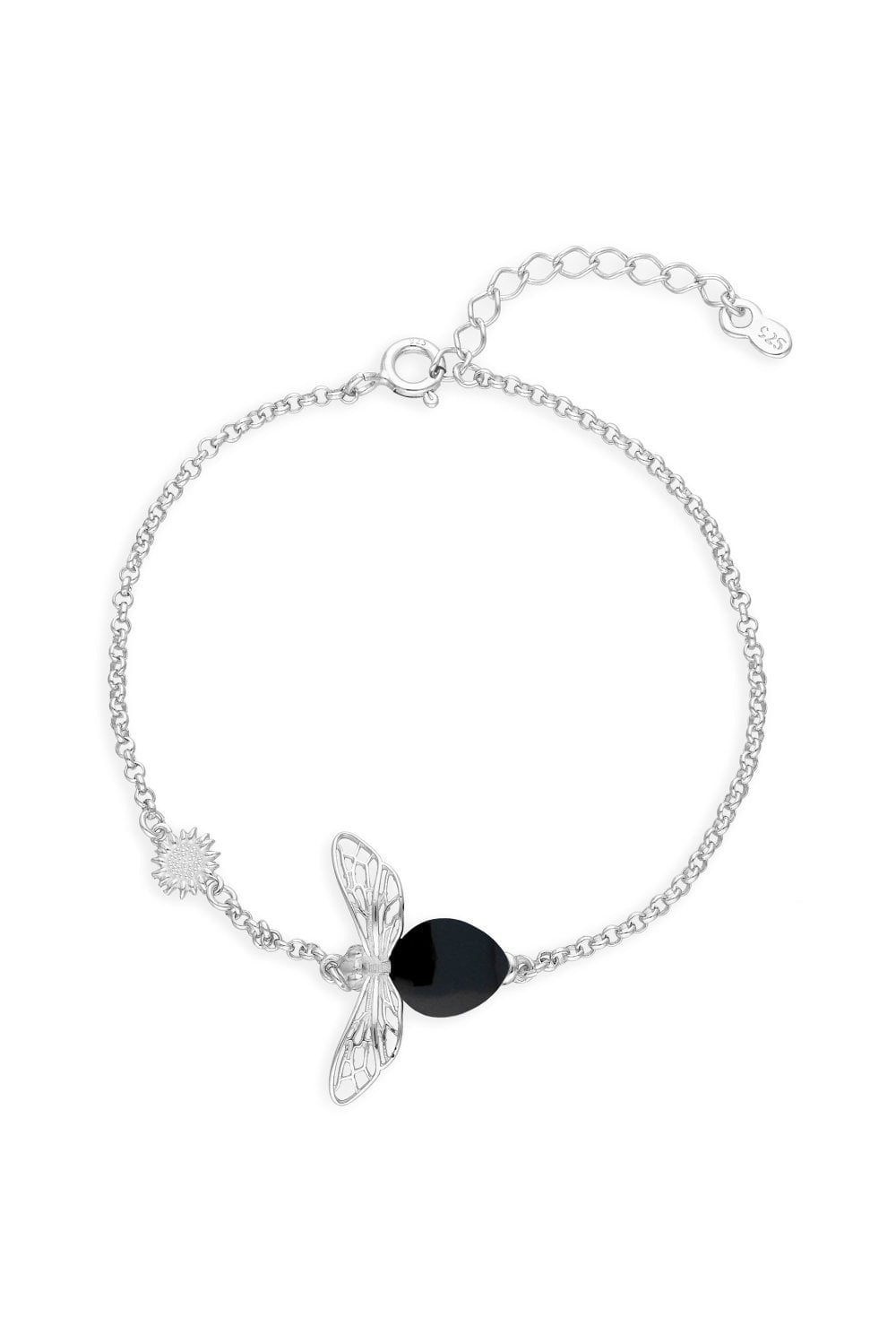 Whitby Jet Bee Sterling Silver Bracelet – Handmade Jewelry for Women, Elegant Gift for Her – Perfect for Weddings, Anniversaries & Special Occasions