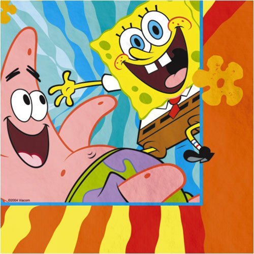 SpongeBob SquarePants Party Napkins - 16 Count, Cartoon Themed Paper Luncheon Napkins for Birthday Parties, Baby Showers & Kids Events