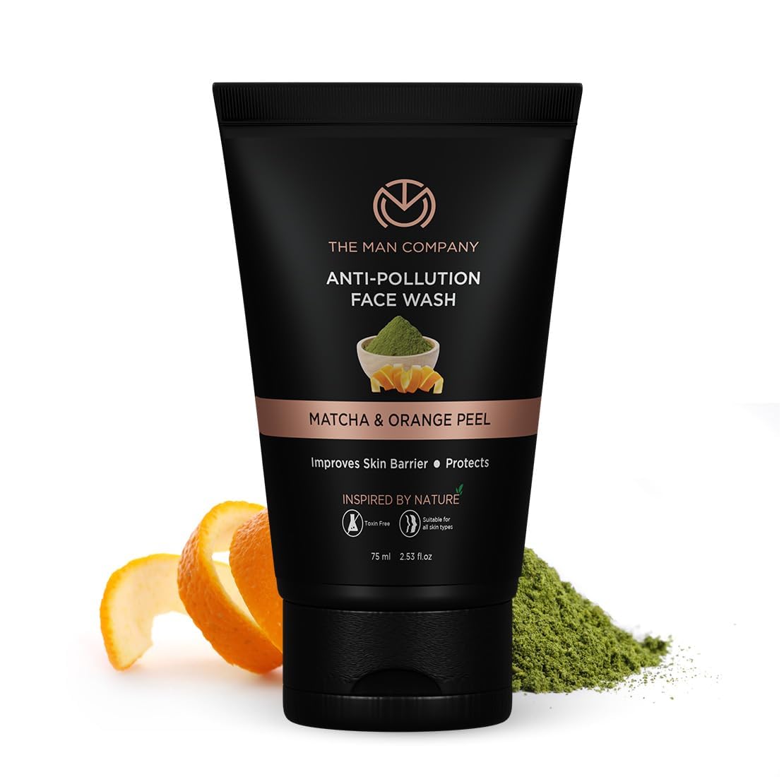 The Man Company Anti-Pollution Face Wash for Men - 75ml | Deep Cleansing Formula Removes Dirt, Impurities & Fights Blackheads, Whiteheads, Acne | Enriched with Orange Peel & Matcha Extract | Reduces Dark Spots & Pimples | Perfect for Daily Skincare Routine & Urban Lifestyle Protection
