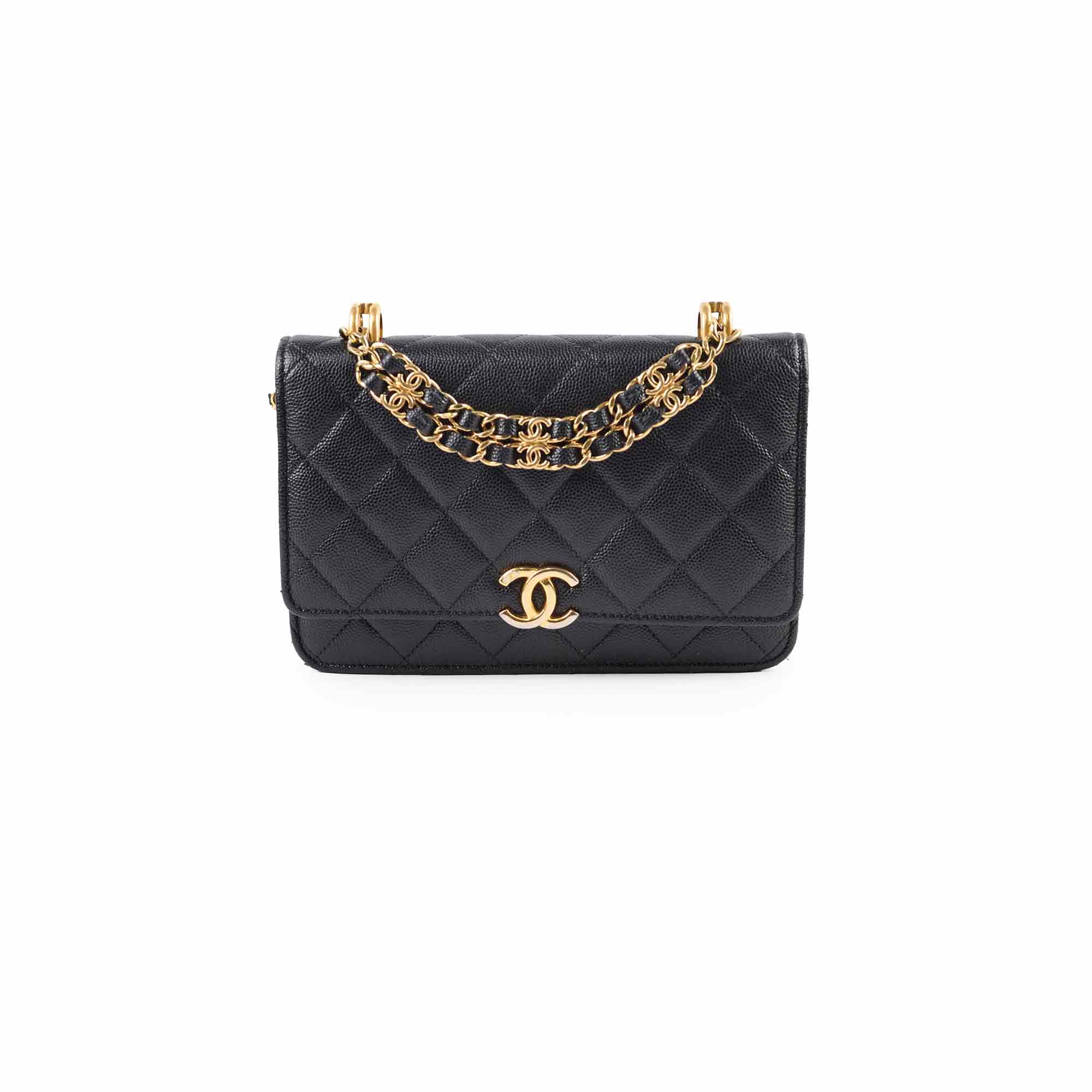 Chanel 2022 Seasonal Top Handle Wallet On Chain in Black Caviar Leather - Perfect for Evening Events & Luxury Fashion Accessories