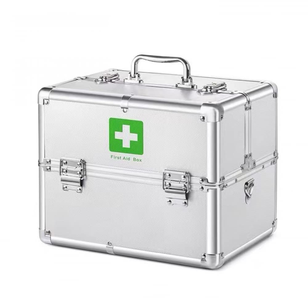 WYOERN Portable Aluminum First Aid Kit with Lock - Emergency Medical Storage Box for Home, Camping & Travel | Compact Medicine Case for Outdoor Adventures & Family Safety