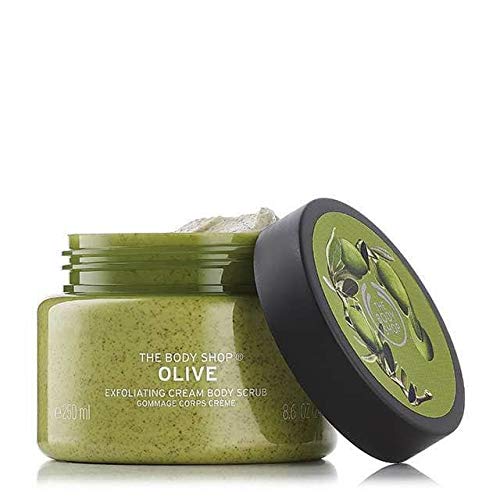 The Body Shop Olive Exfoliating Cream Body Scrub 250ml (8.6 oz) - Deep Exfoliation for Smooth, Glowing Skin - Perfect for Dry Skin & Pre-Shave Prep