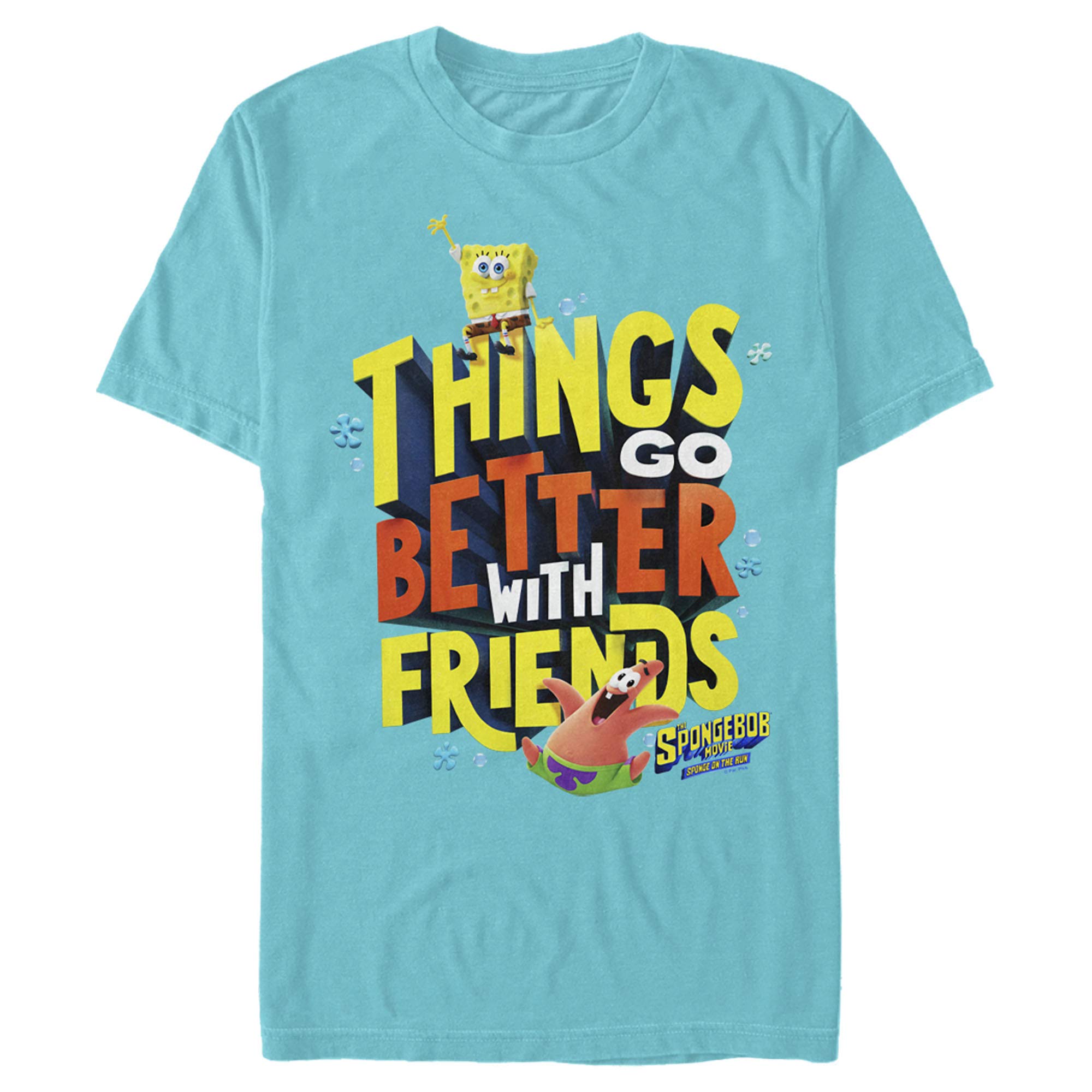 SpongeBob SquarePants Better With Friends Motto Men's Graphic T-Shirt | Funny Cartoon Character Tee for Casual Wear & Fan Gifts
