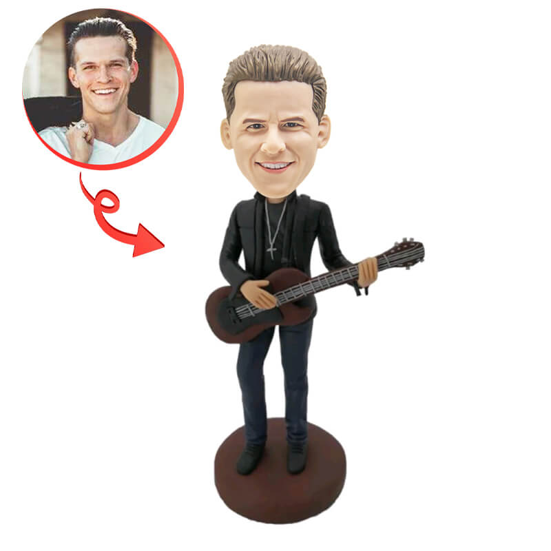 Custom Rock Guitarist Bobblehead - Personalized Music Lover Gift for Birthdays, Office Desk Decor & Band Merchandise
