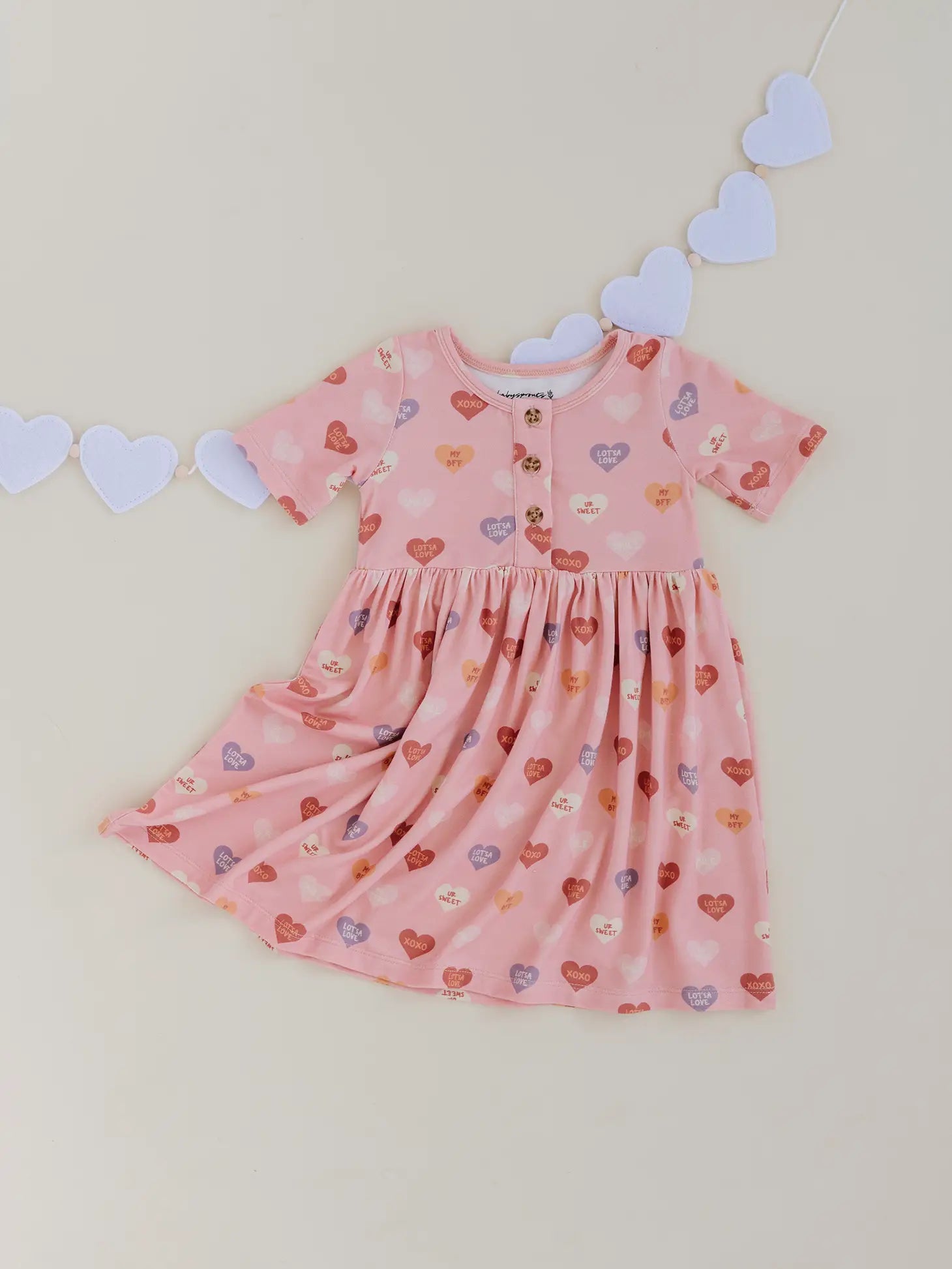 Valentine's Day Henley Dress with Heart Print - Romantic Floral Long Sleeve Casual Dress for Women | Perfect for Date Night, Anniversary & Valentine's Day Gifts