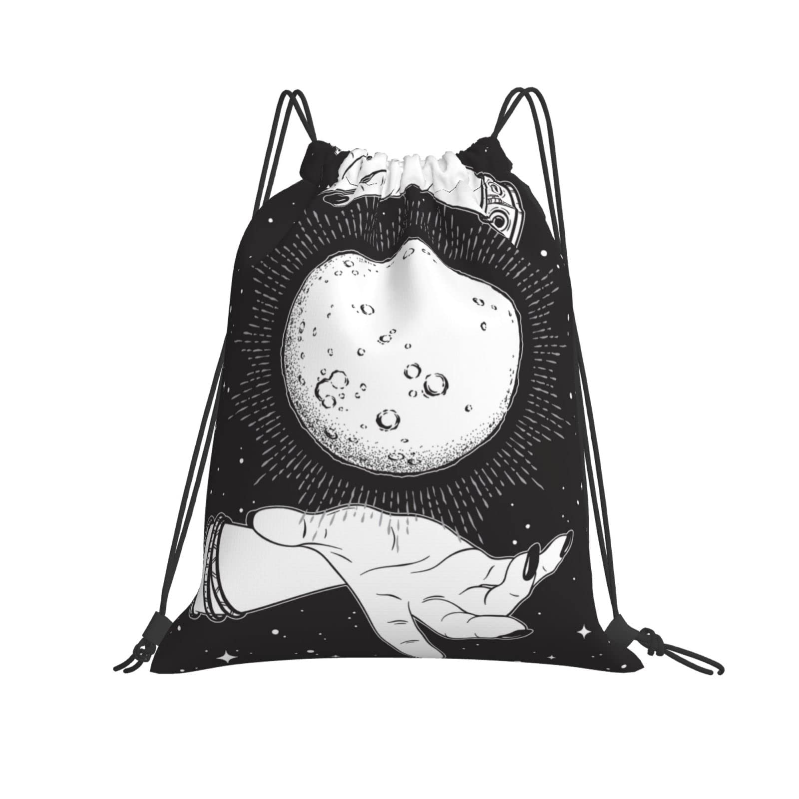 Moon Magic Witchy Black Drawstring Backpack - Lightweight Gym Bag for Men & Women - Yoga, Travel, Swimming & Sports - Perfect for Workouts, Beach Trips & Everyday Use