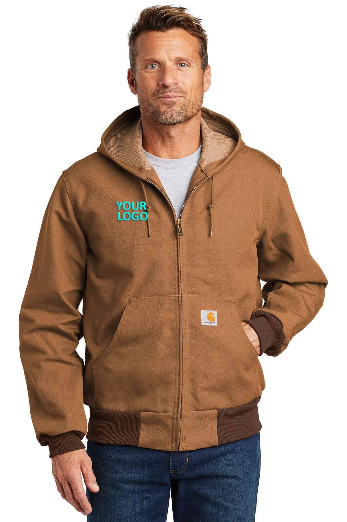 Carhartt Thermal Lined Duck Custom Jackets for Men - Heavy Duty Work Jacket in Carhartt Brown | Warm Winter Workwear for Construction & Outdoor Activities