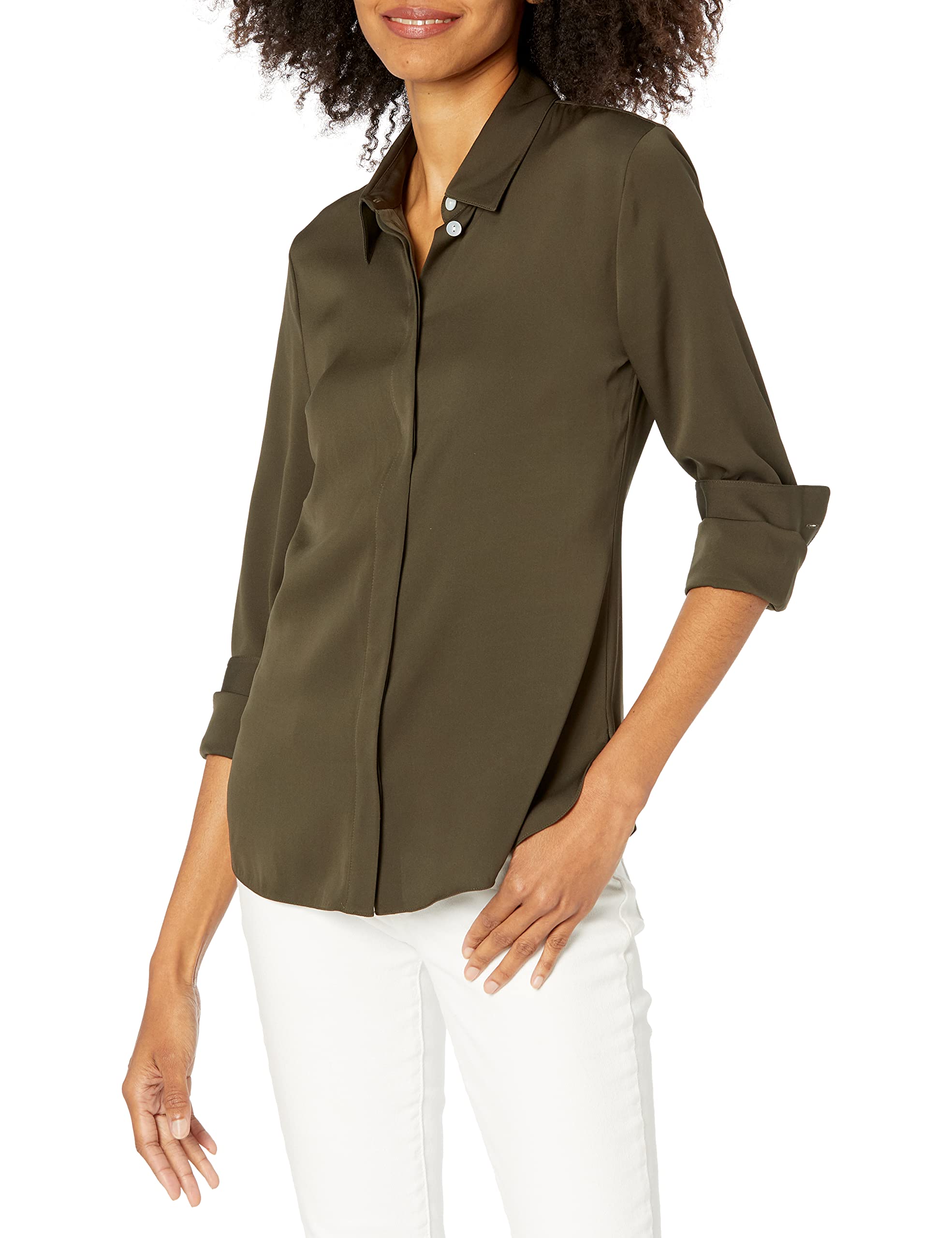 Theory Women's Classic Fitted Button-Down Shirt - Slim Fit Office Blouse for Professional Women | Perfect for Business Casual, Workwear & Formal Occasions