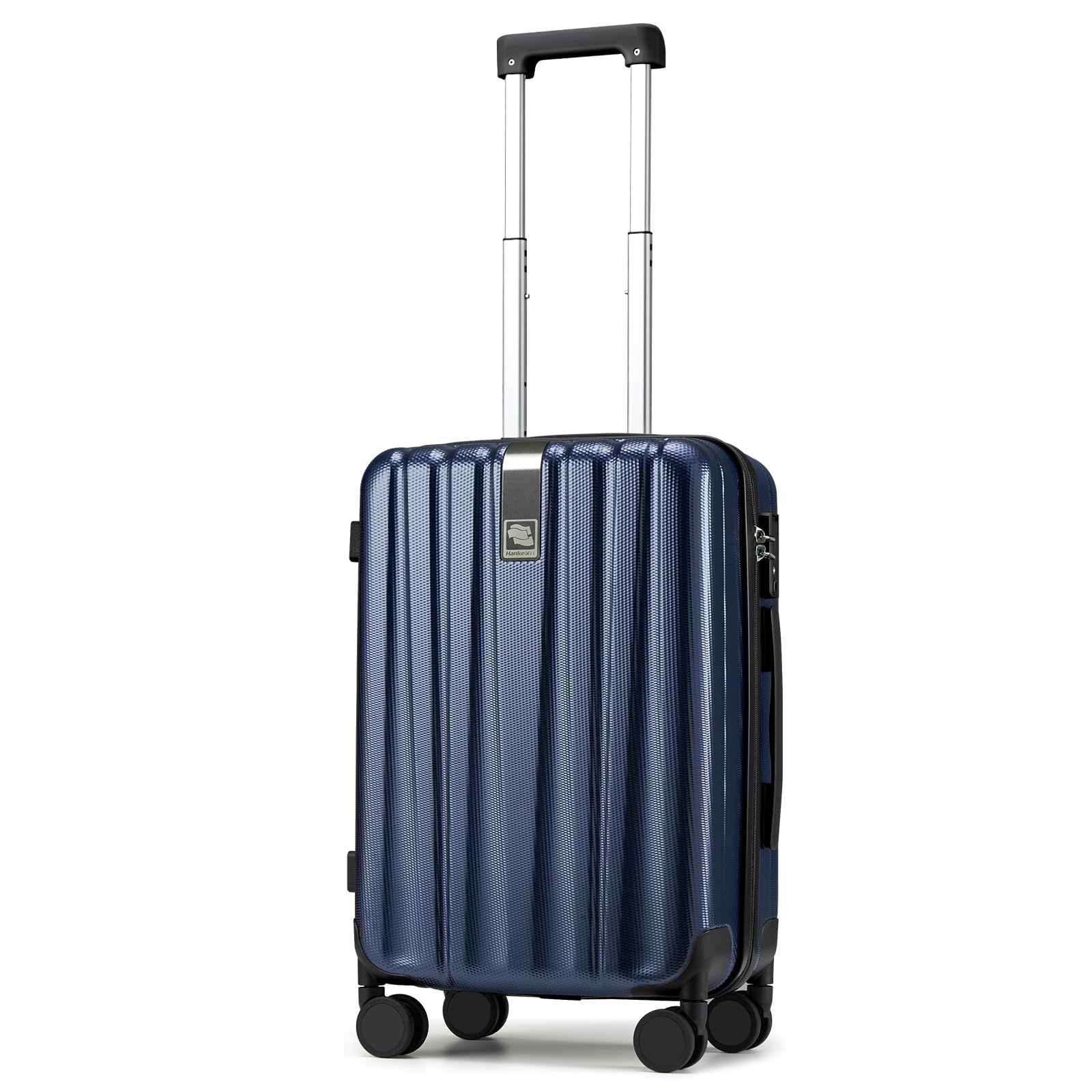 Hanke 20 Inch Carry On Luggage - Airline Approved Lightweight PC Hard Shell Suitcase with 360° Spinner Wheels, 22x14x9 Inch Weekender Travel Bag (Dark Blue) | Perfect for Business Trips, Weekend Getaways & Air Travel