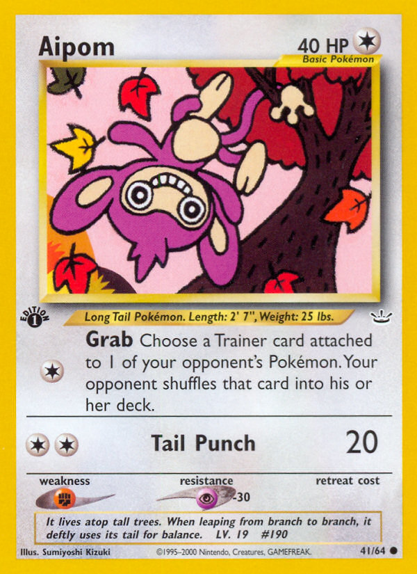Aipom (41/64) Neo Revelation 1st Edition Pokemon Trading Card - Rare Collectible Card for Battles & Trading