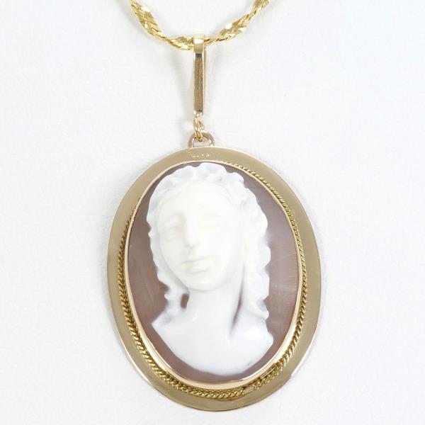14K Yellow Gold Shell Cameo Pendant Necklace for Women - Vintage Elegant Jewelry Gift for Birthday, Anniversary & Special Occasions