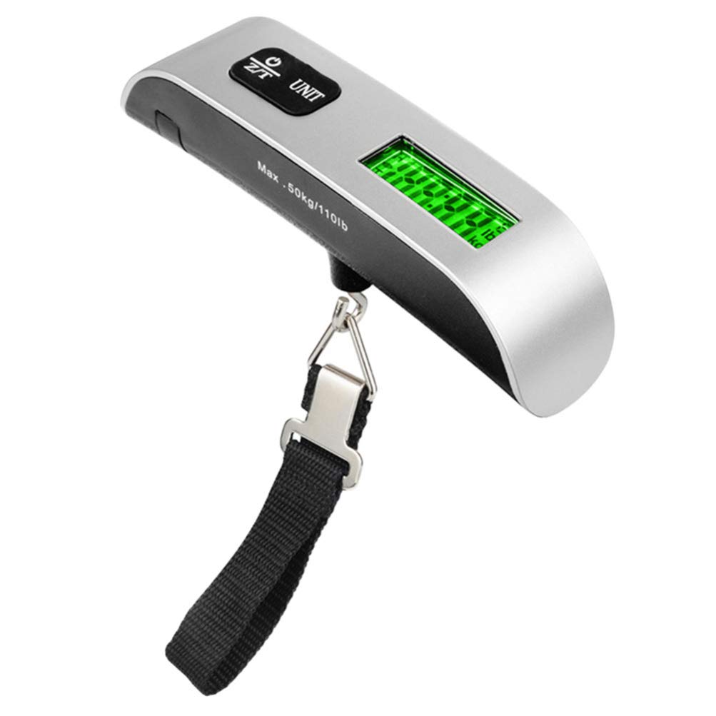 PRETYZOOM 50kg Digital Luggage Scale - Portable Electronic Suitcase Scale with LCD Display for Travel, Airline Weight Limit Check (Silver) | Perfect for Airports, Hotels, and Vacation Packing