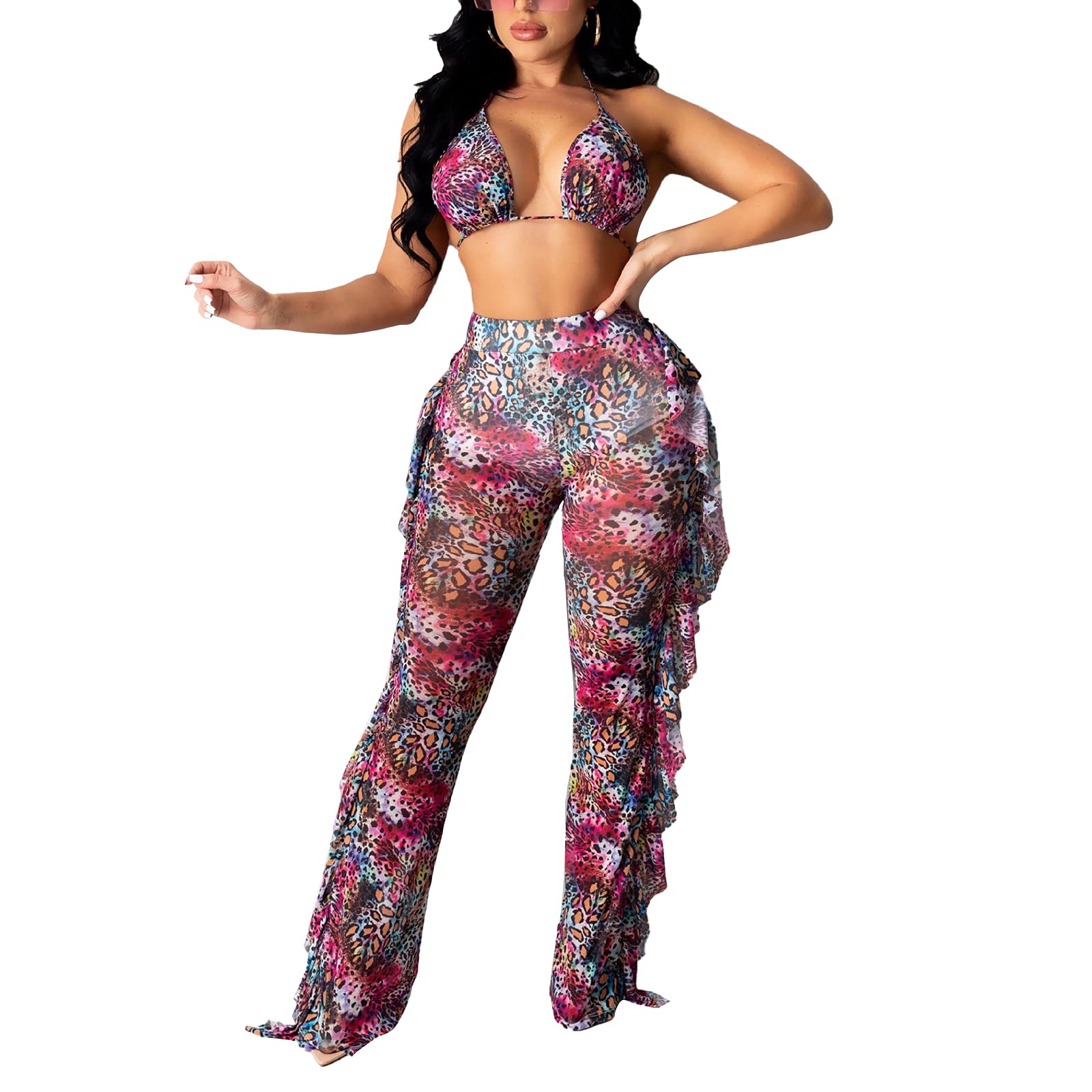 Sexy Women's Beach Swimsuit Two Piece Set - Sheer Mesh Cover Up with Briefs | Clubwear, Pool Party, Vacation Outfit for Summer