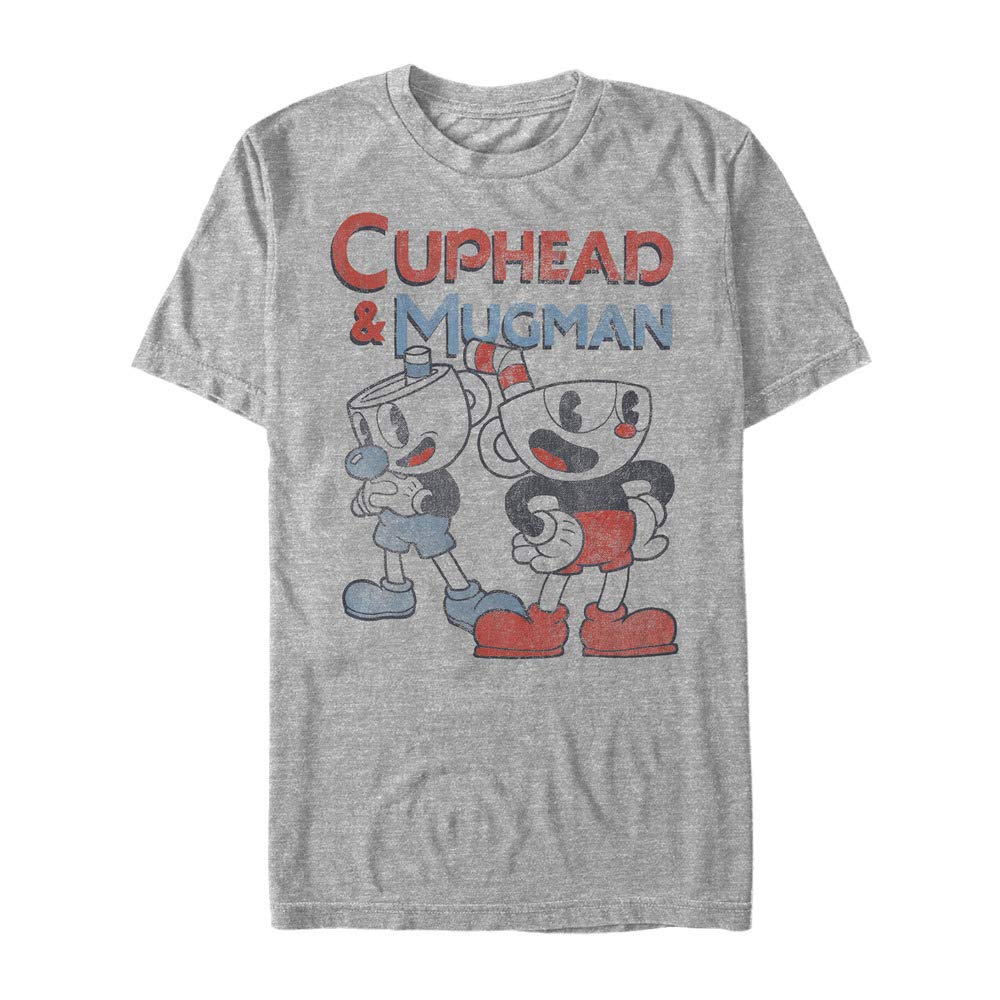 Fifth Sun Men's Cuphead & Best Friend Mugman Graphic T-Shirt - Perfect for Gaming Enthusiasts and Casual Wear