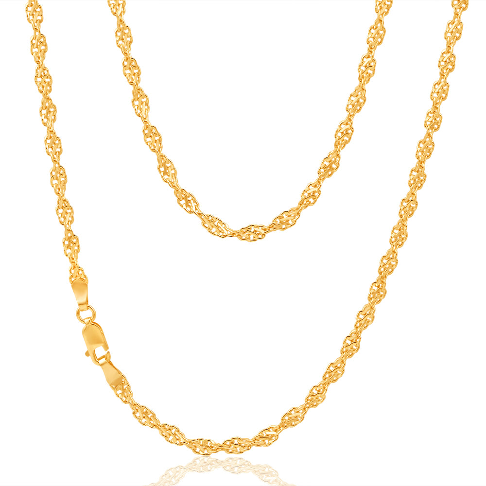 9ct Yellow Gold Copper Filled Singapore Chain Necklace - Elegant Layering Piece for Women, Perfect for Everyday Wear & Special Occasions