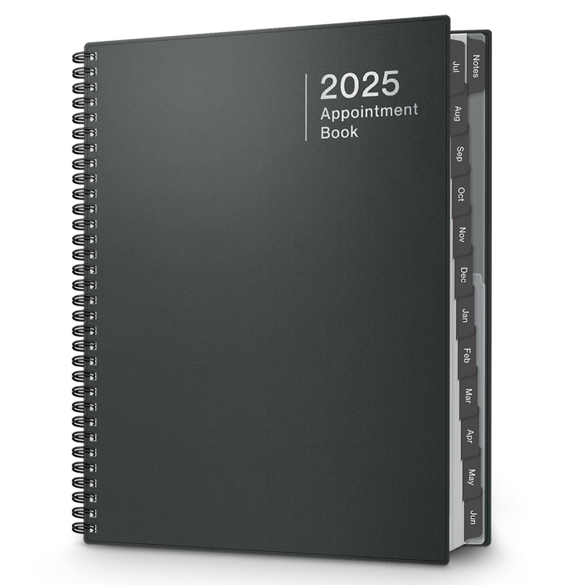 Dunwell 2025 Large Appointment Book - 8.5x11 Gray Weekly Planner with Monthly Tabs | 15-Minute Time Slots for Daily & Hourly Scheduling | Perfect for Office, School & Personal Organization (Jan-Dec 2025)