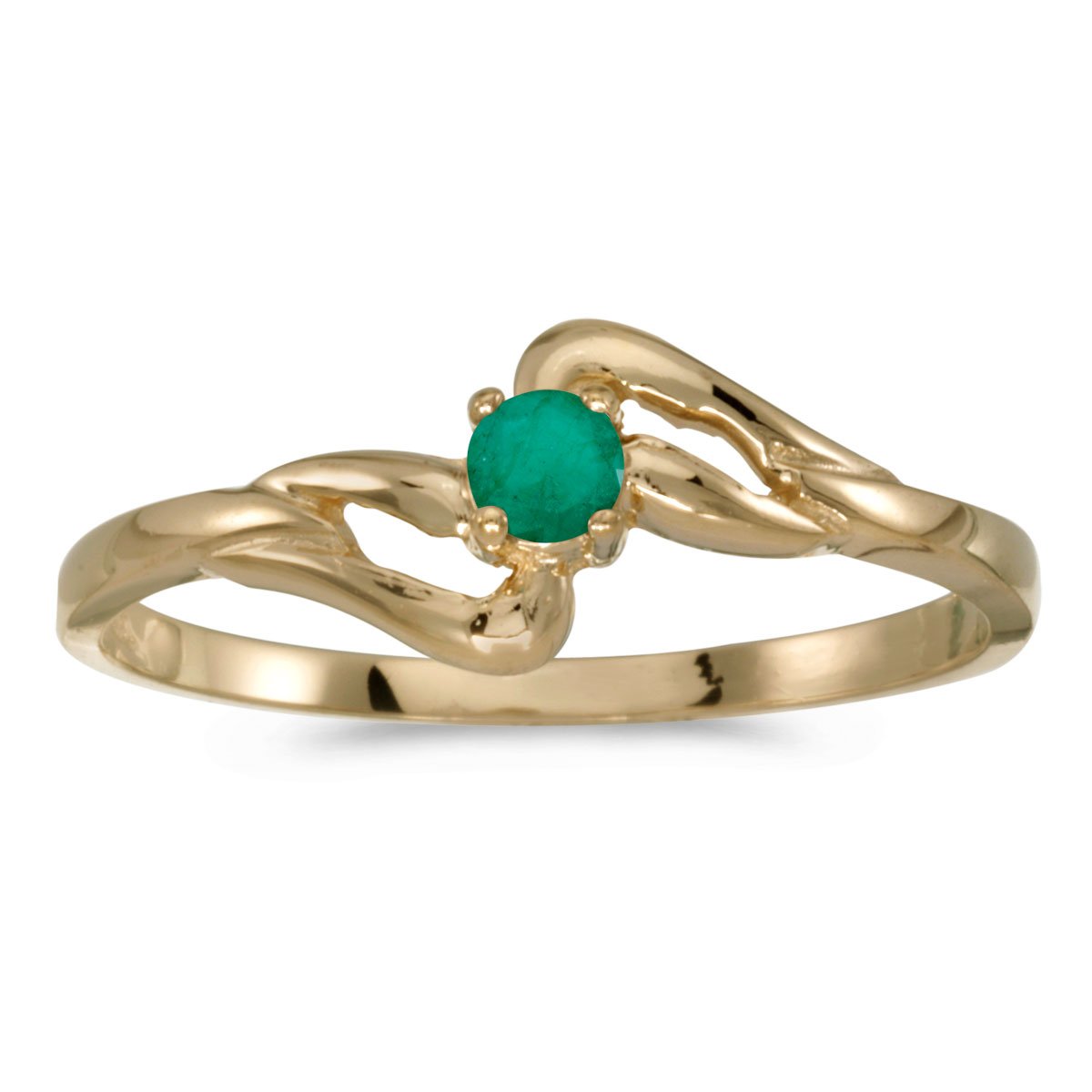 10K Yellow Gold Round Emerald Ring for Women – Elegant Solitaire Engagement & Wedding Band – Perfect for Anniversary, Proposal & Everyday Wear