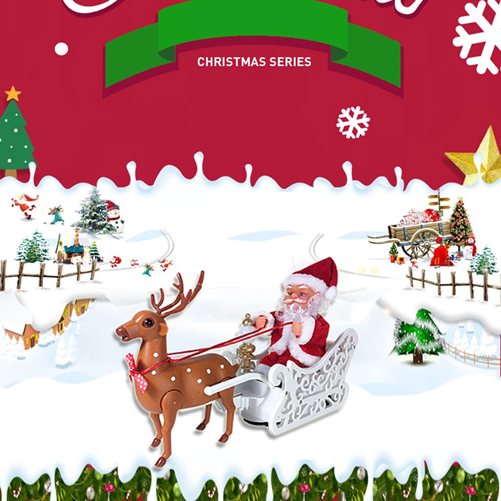 Electric Santa Claus Christmas Decoration - Singing Dancing Doll with Climbing Hanging Toy & Reindeer Sleigh for Xmas Tree Ornaments, Holiday Party Decor, New Year Gifts (Perfect for Home, Office, Christmas Village Displays)