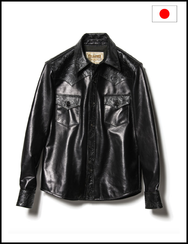 Premium Y2 Leather WJ 03 Oil Soft Horsehide Lightweight Shirt - Genuine Embossed Leather Top for Men - Perfect for Casual Wear, Office & Outdoor Adventures