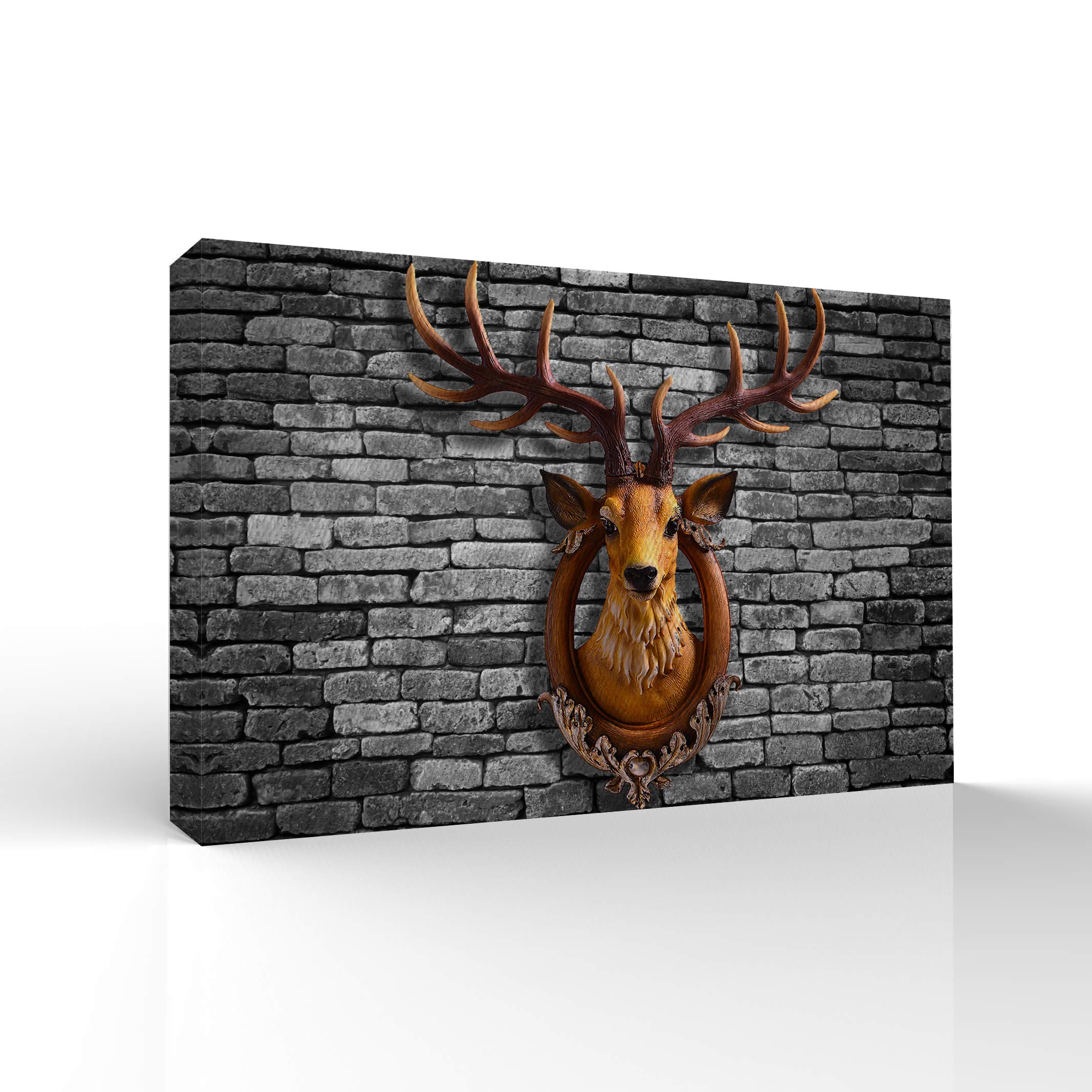 Wall26 Canvas Wall Art - Deer Animal Horn Giclee Painting, 24x36 Inches, Perfect for Bedroom, Living Room, House Decoration, and Home Art