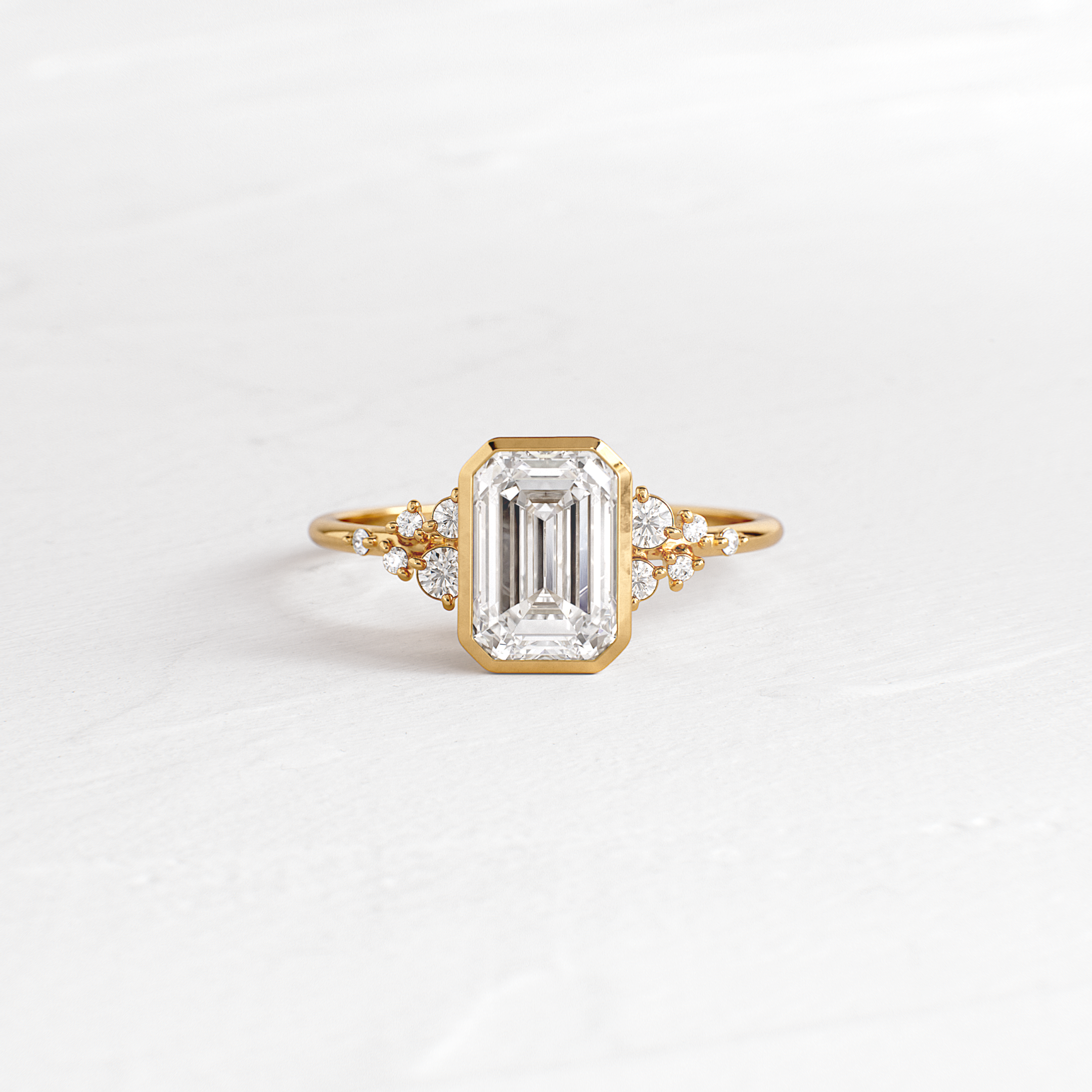 Emerald Cut Bezel Snowdrift Ring - Elegant Wedding Band, Anniversary Gift for Her, Perfect for Bridal Jewelry & Special Occasions