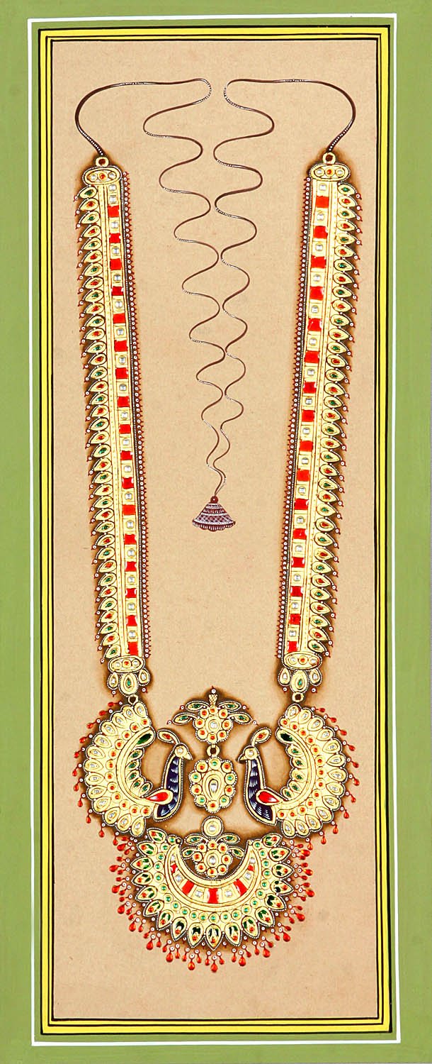 Peacock Necklace - Handmade Watercolor Painting Pendant with Embossed Beads & 24K Gold Plating | Elegant Jewelry Gift for Women, Perfect for Weddings, Parties & Special Occasions