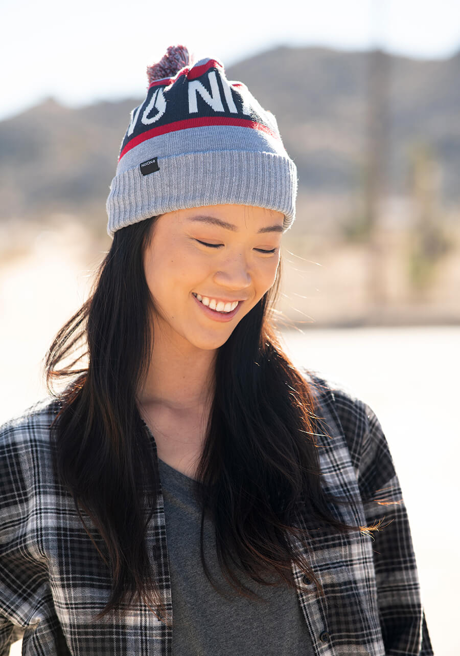 Teamster Beanie - Soft Heather Gray & Red Knit Winter Hat for Men & Women - Perfect for Outdoor Activities, Skiing, and Cold Weather Fashion