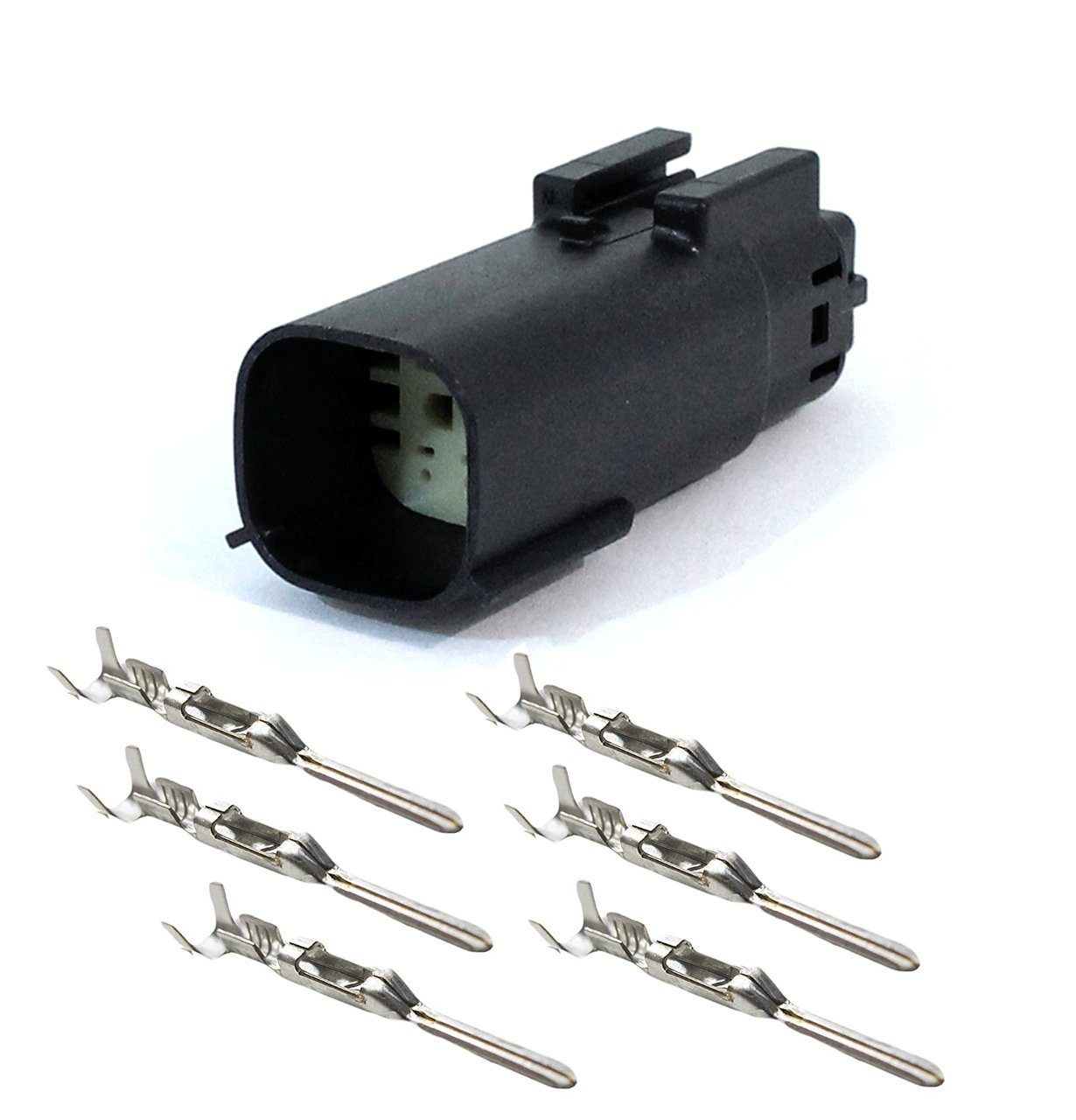 Molex MX150 6 Pin Sealed Male Connector with Pins - Waterproof Electrical Connector for Harley Davidson & Jeep Wrangler - Automotive, Marine & Motorcycle Wiring Applications