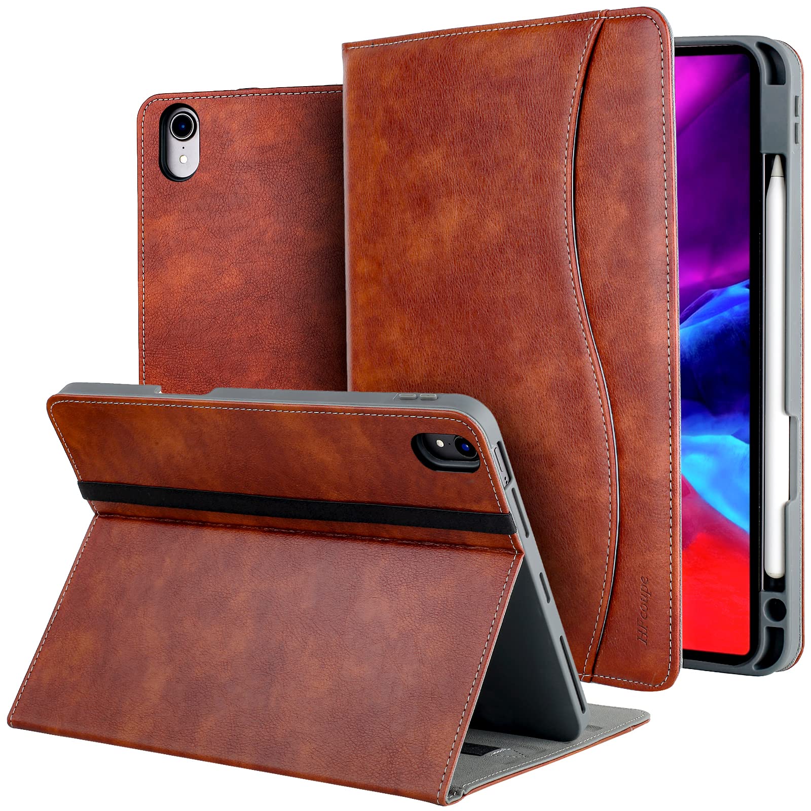 Premium Heavy Duty iPad Air 5th/4th Generation Case (2022/2020 Model) with Pencil Holder - 10.9 Inch Protective Folio Cover Supports Apple Pencil Charging & Pairing, Softshell Back & Smart Cover - Brown | Perfect for Work, Travel & School Use