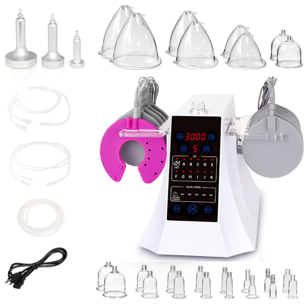 Professional Vacuum Cupping Machine for Body Massage, Facial Care & Butt Lifting - Includes 12 Suction Cups & 11 Microcurrent Therapy Pads - Perfect for Home Spa, Pain Relief & Skin Rejuvenation