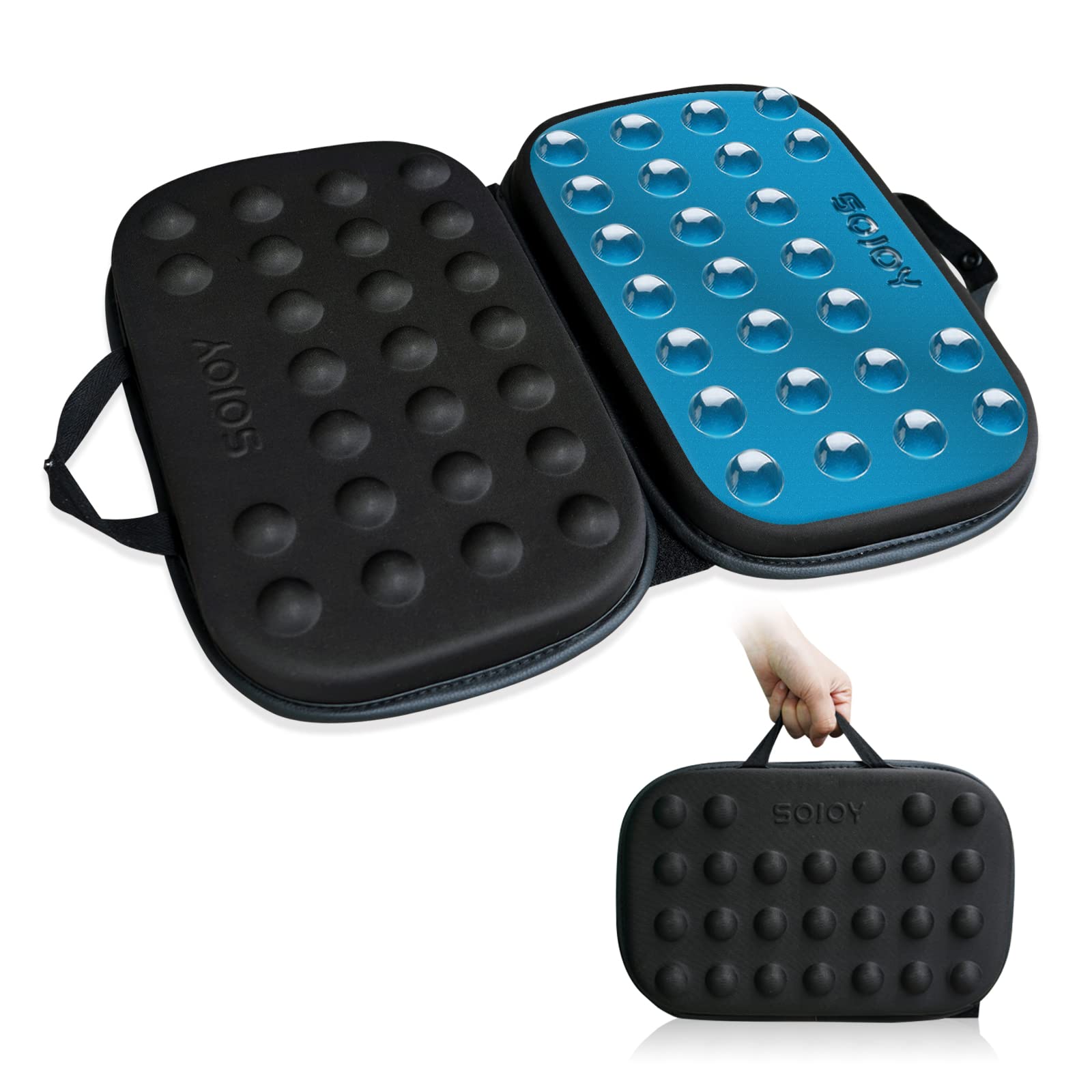 SOJOY 3-in-1 Gel & Memory Foam Seat Cushion - Portable Massage Cushion for Office Chair, Car, Travel - Relieves Back Pain & Pressure for Long Sitting