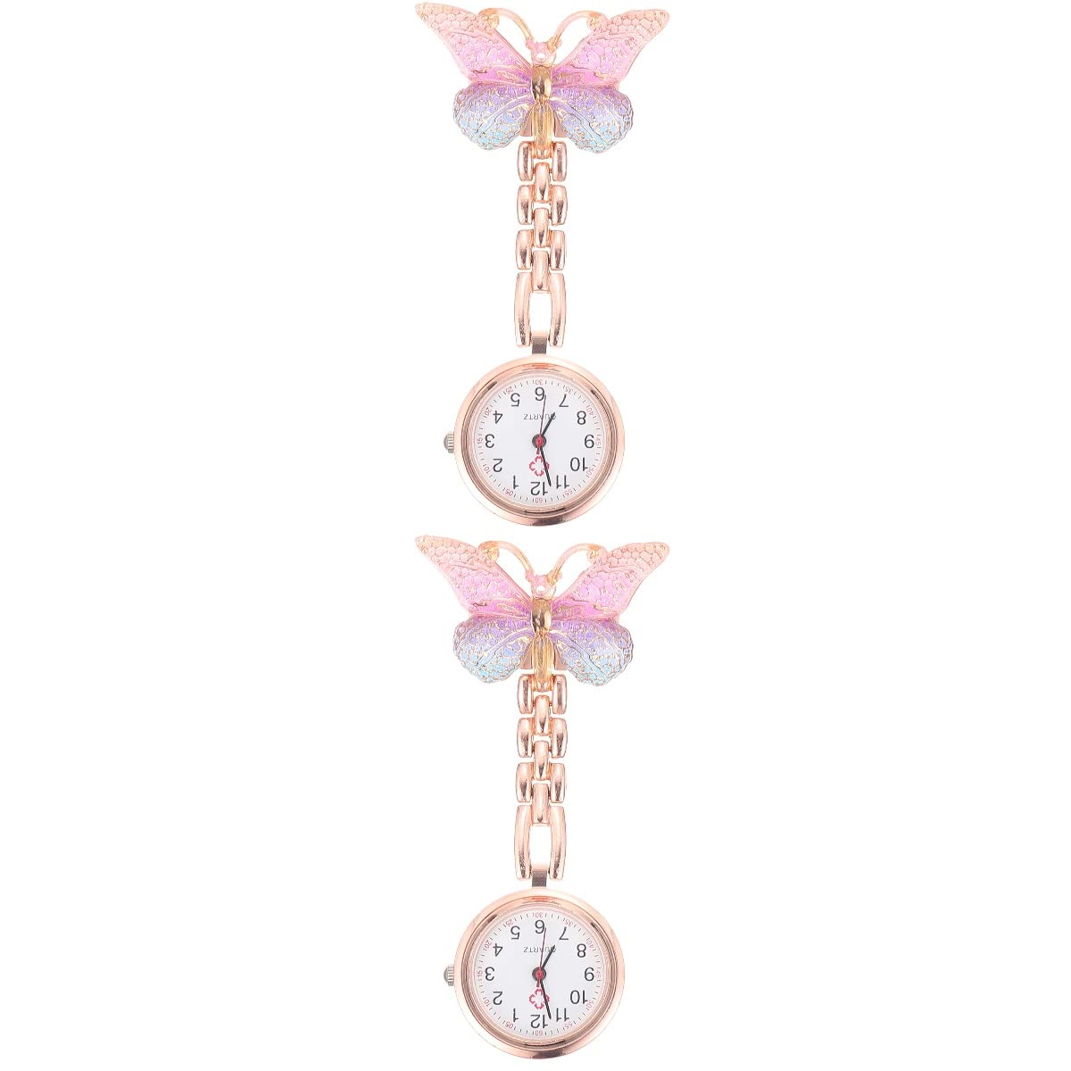 2 Pcs Nurse Pocket Watch with Butterfly Design - Medical Quartz Clip-On Watch for Nurses & Doctors - Perfect for Hospital Shifts, Clinical Duties & Medical Professionals