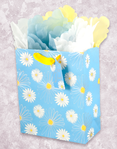 Daisy Garden Gift Bags - Elegant Floral Printed Gift Bags for Birthdays, Weddings, Baby Showers & Party Favors - Perfect for Gift Wrapping, Party Decorations & Special Occasions