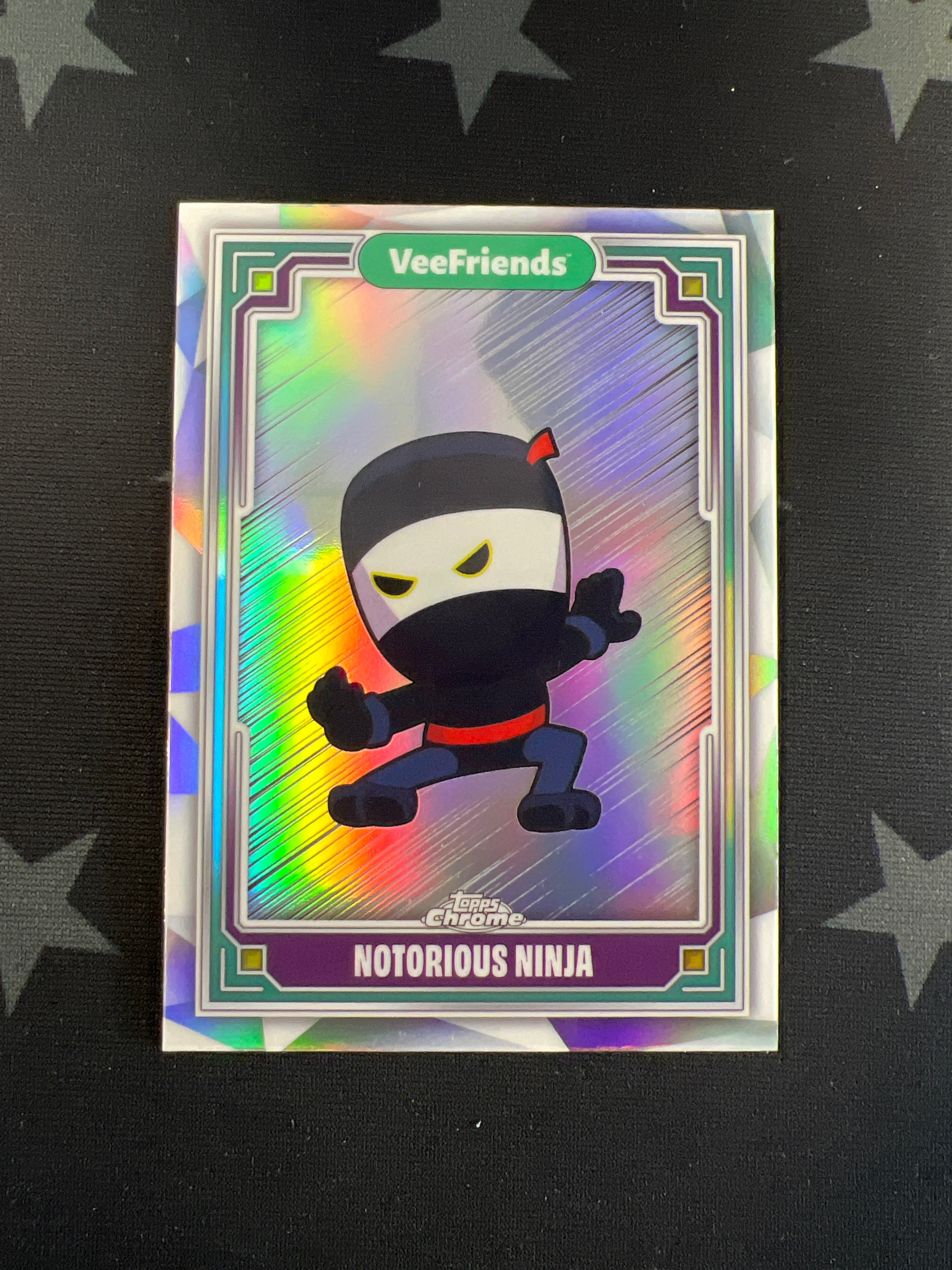 2025 Topps Chrome VeeFriends Notorious Ninja #24 Refractor Trading Card - Rare Collectible for Sports Fans & Card Enthusiasts - Perfect for Display, Trading, and Investment