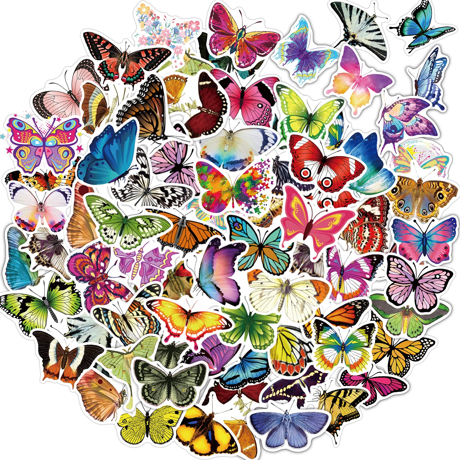 80Pcs Butterfly Stickers - Waterproof Vinyl Decals for Water Bottles, Laptops, Guitars, Luggage & Cars - Cute Aesthetic Decor for Girls & Adults | Perfect for DIY Crafts, School Supplies & Personalizing Belongings