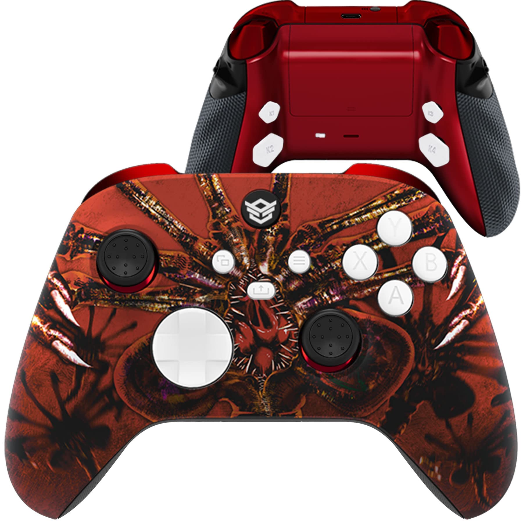 HexGaming Advance 4 Pro Controller - Custom Remappable Buttons, Interchangeable Thumbsticks & Triggers for Xbox Core Controller (Alien Fear Design) - Perfect for FPS, Racing & Competitive Gaming