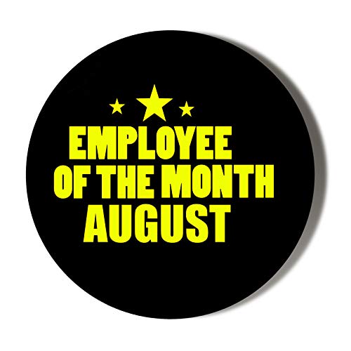 Employee of the Month Award Mirror - August Edition - 58mm Handheld Compact Mirror with Yellow Lettering on Black Background - Perfect for Office Recognition, Corporate Gifts & Employee Appreciation