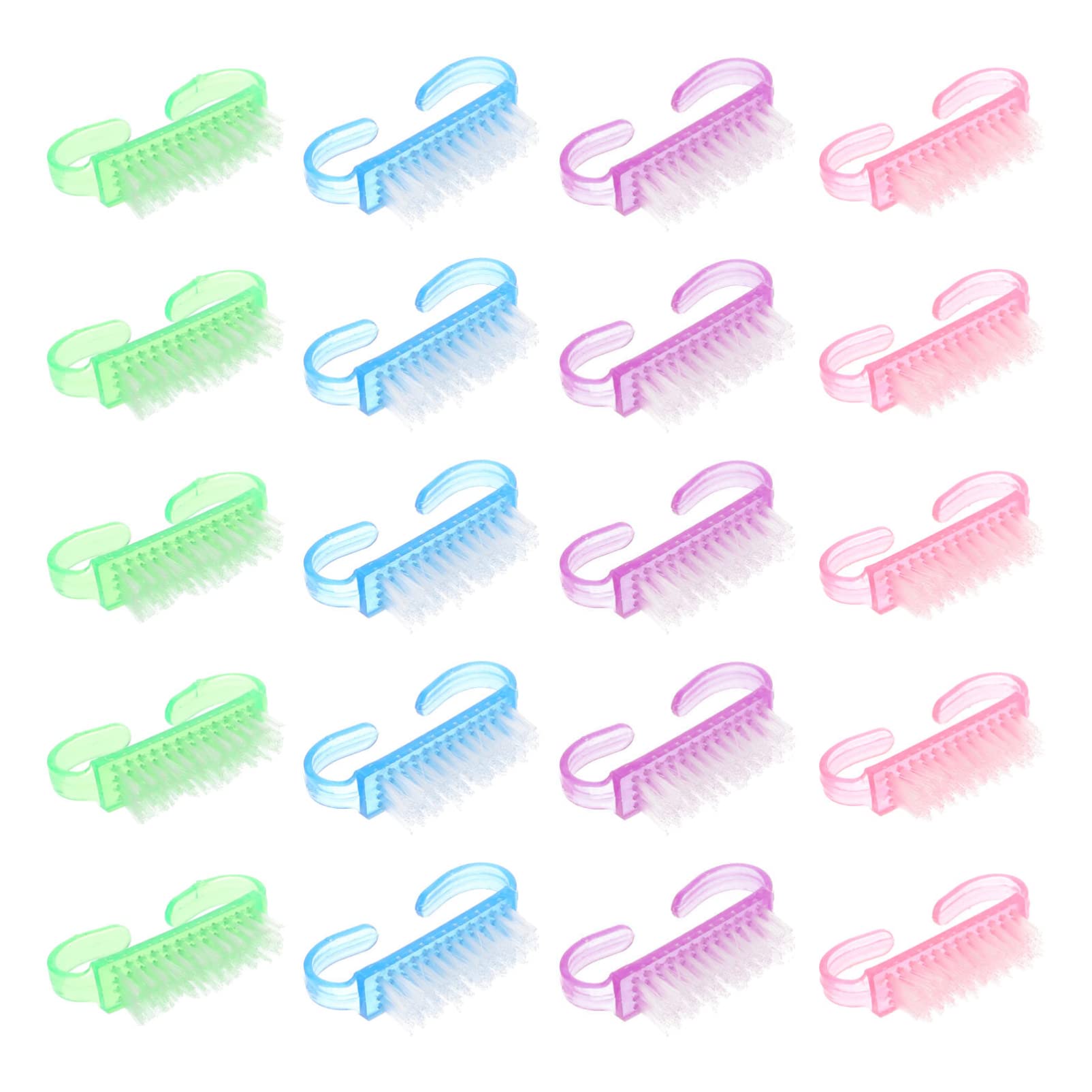 Minkissy 20Pcs Nail Cleaning Brush Set with Handle Grip - Sheep Horn Shape Nail Scrub Brush for Manicure, Hand & Fingernail Care - Perfect for Salon, Home Spa & Professional Nail Cleaning