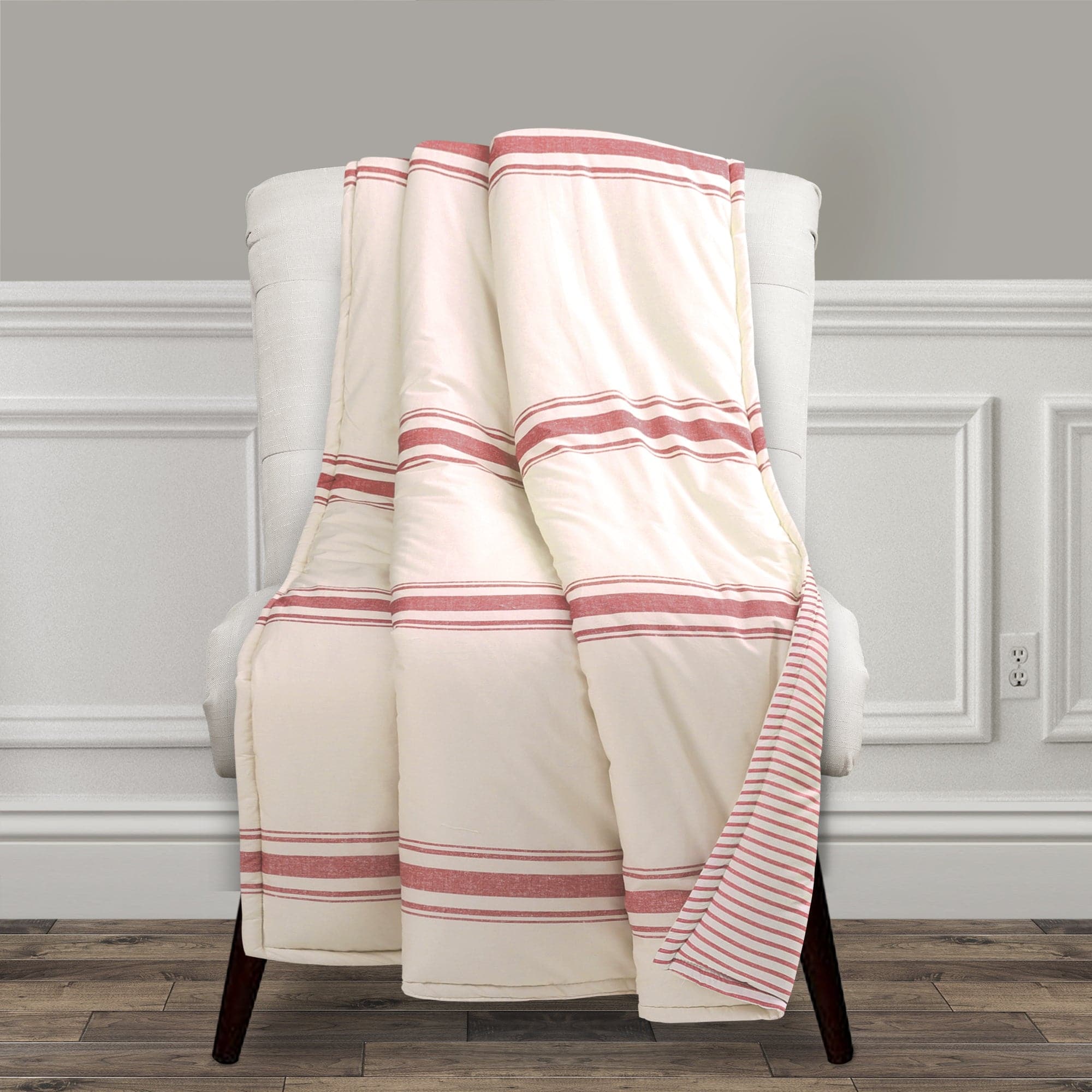 Farmhouse Stripe Throw Blanket - Soft Cozy Knit Accent Blanket for Couch, Bed & Home Decor - Perfect for Living Room, Bedroom & Seasonal Decorations