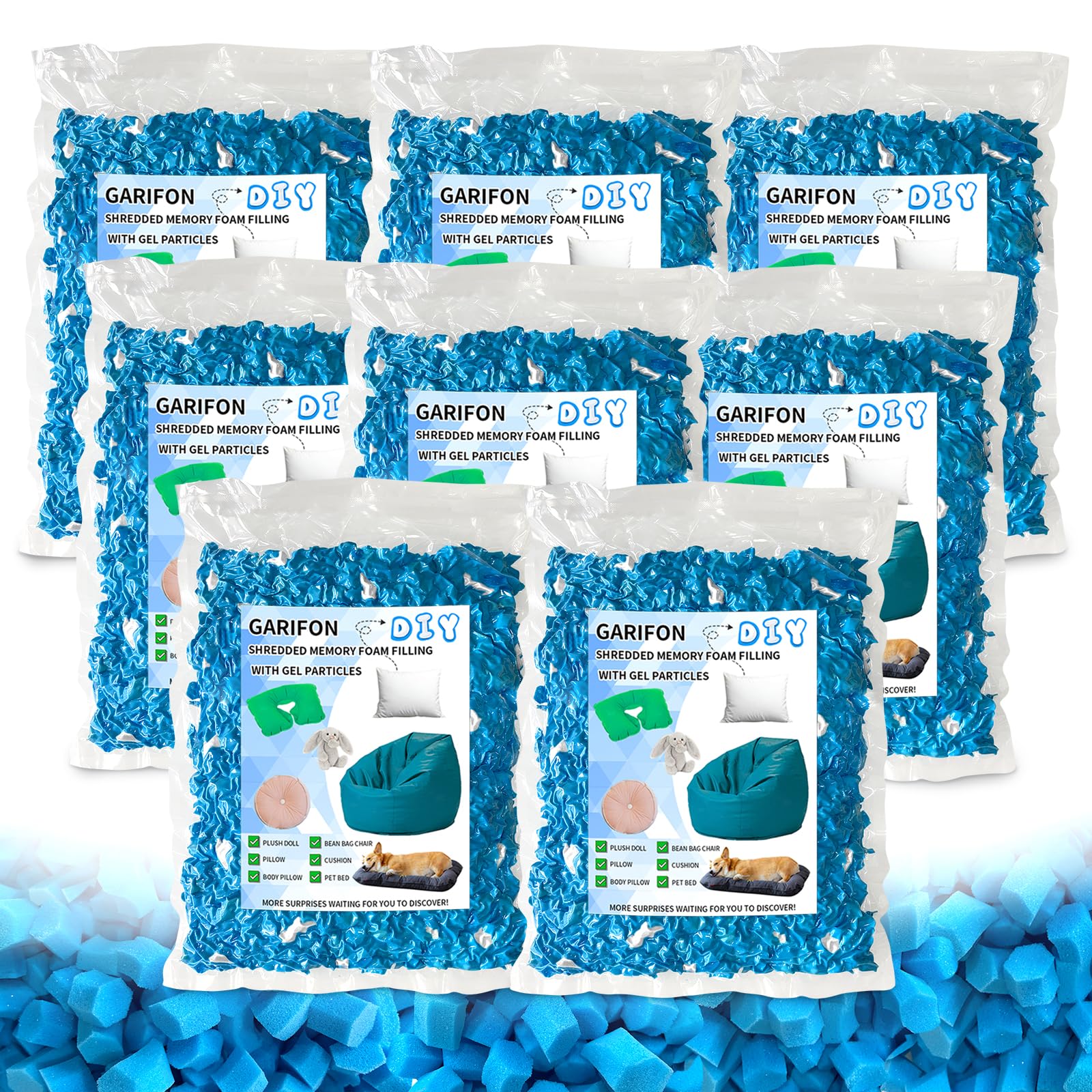 40lbs Shredded Memory Foam Bean Bag Filler with Cooling Gel Particles - Premium Pillow & Ottoman Stuffing, Punching Bag Refill - Ideal for Bean Bags, Floor Poufs, Boxing Bags & Home Decor Comfort