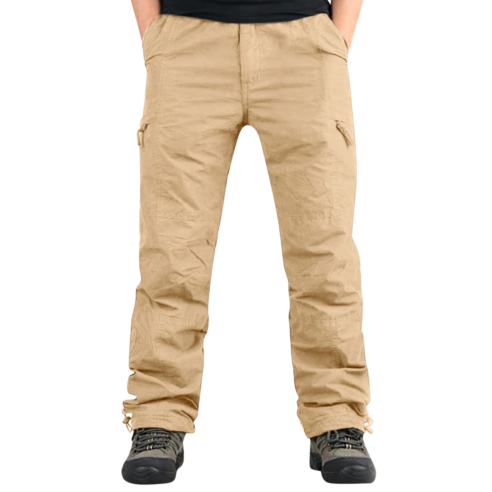 Men's Casual Cargo Pants with Multi-Pockets & Zipper Buckle - Military Style Outdoor Work Pants for Hiking, Camping & Tactical Activities